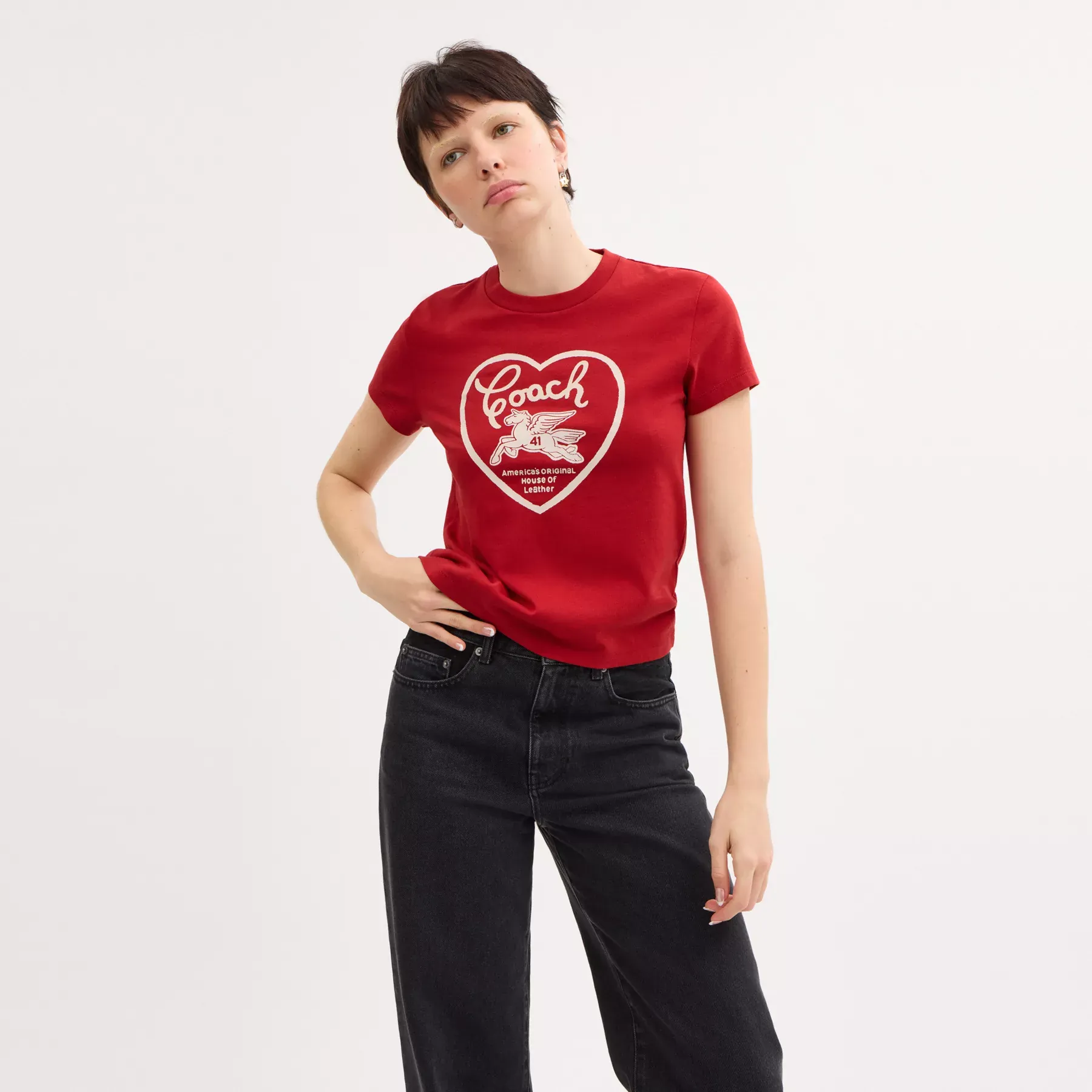 90s Heart T-Shirt In Organic Cotton Red 90s Heart T-Shirt In Organic Cotton Red