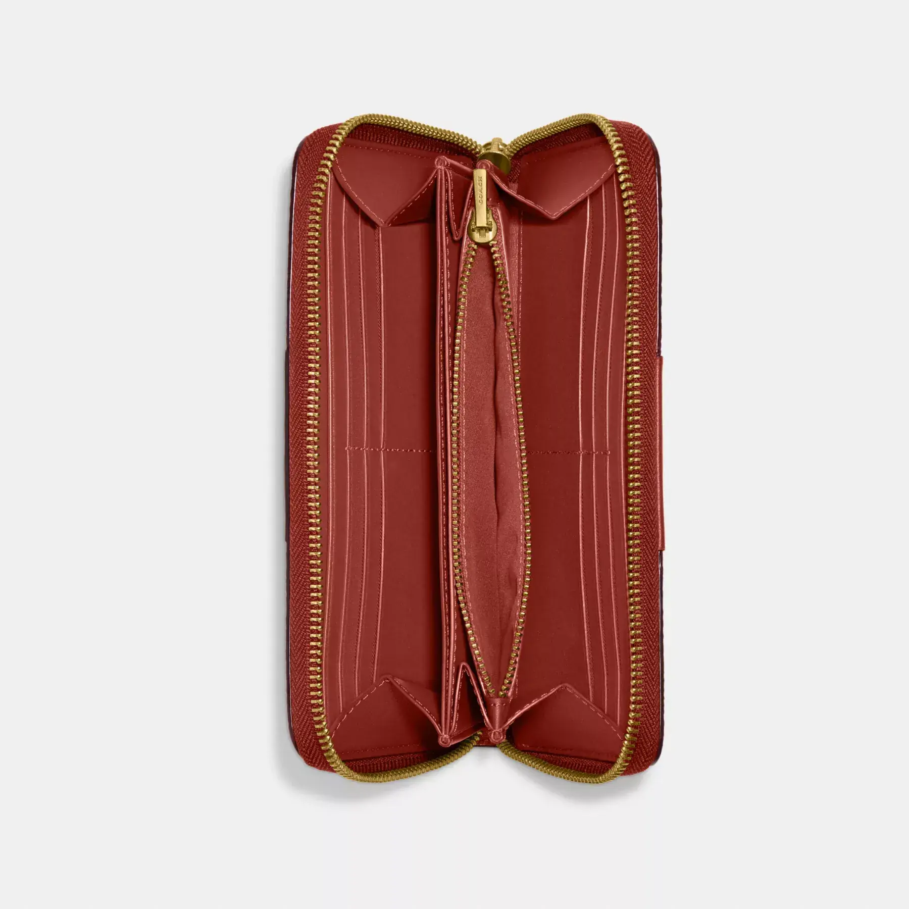 Accordion Zip Wallet In Colorblock Signature Canvas Tan Rust
