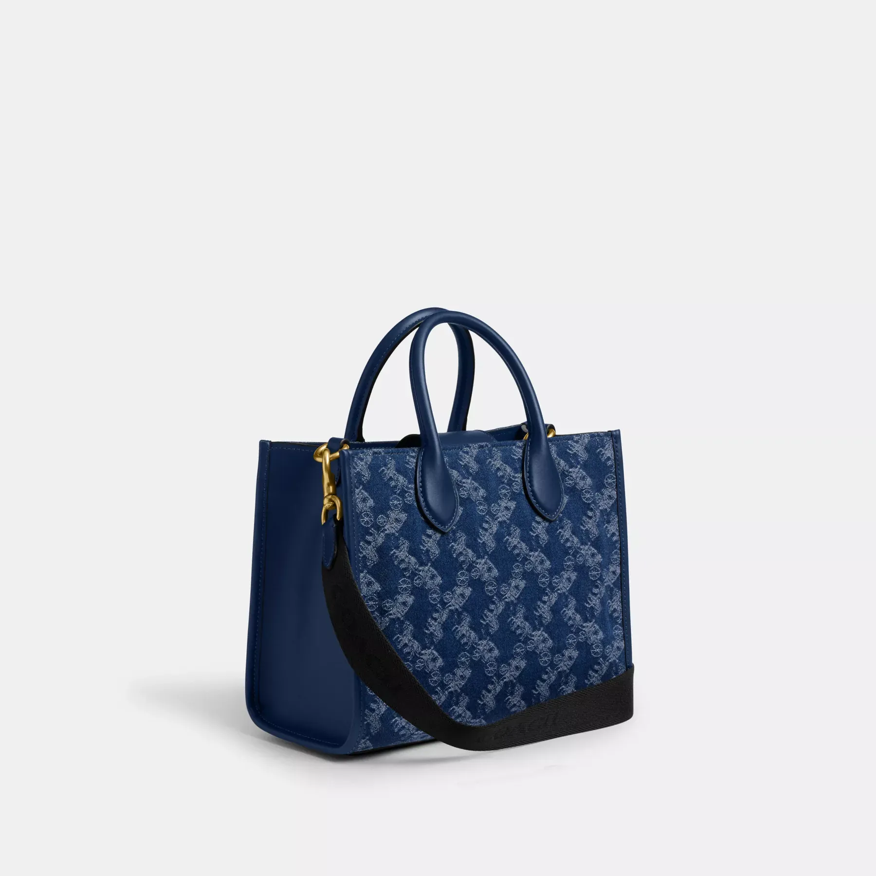 Ace Tote Bag 26 With Horse And Carriage Print Deep Blue Multi