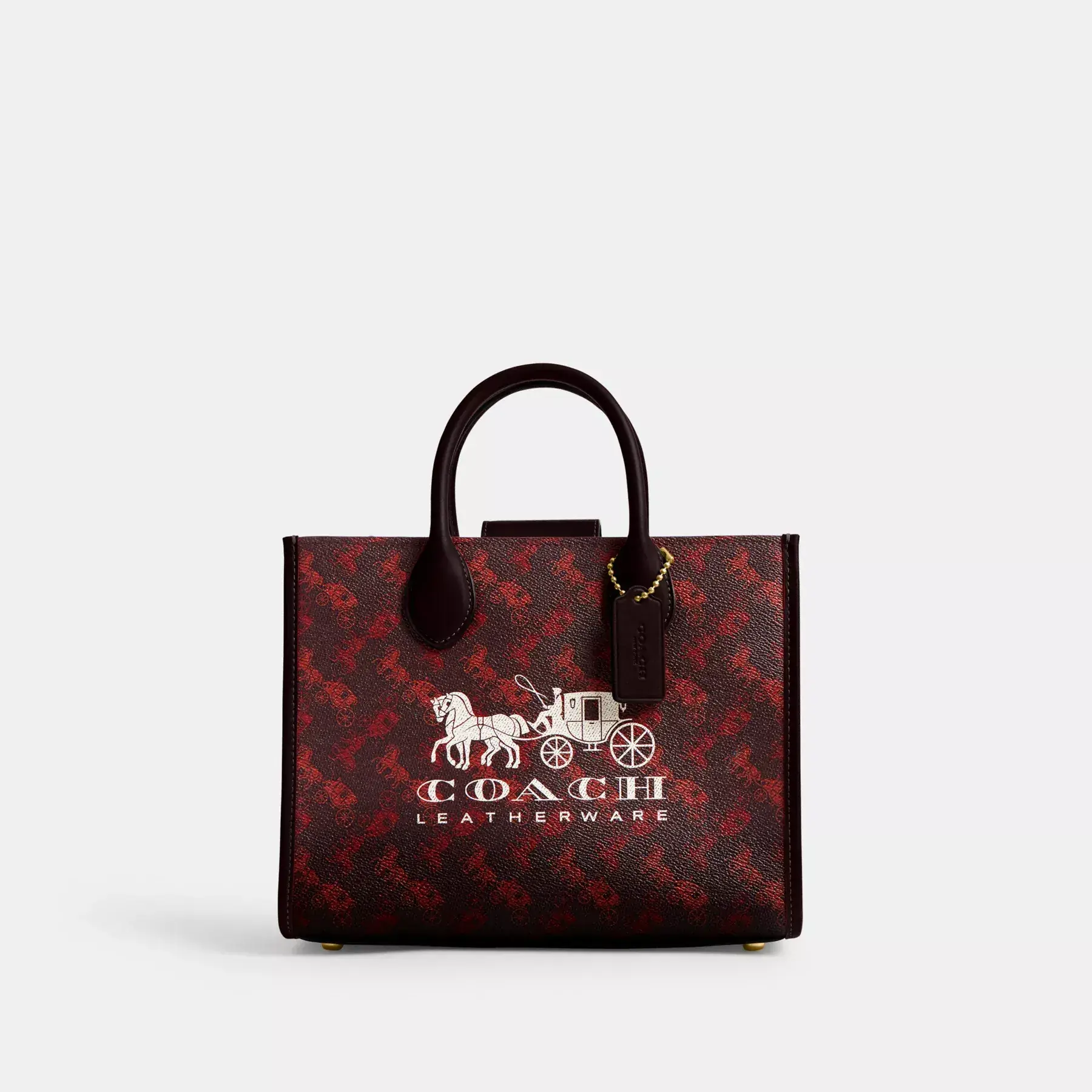 Ace Tote Bag 26 With Horse And Carriage Print Maroon Oxblood