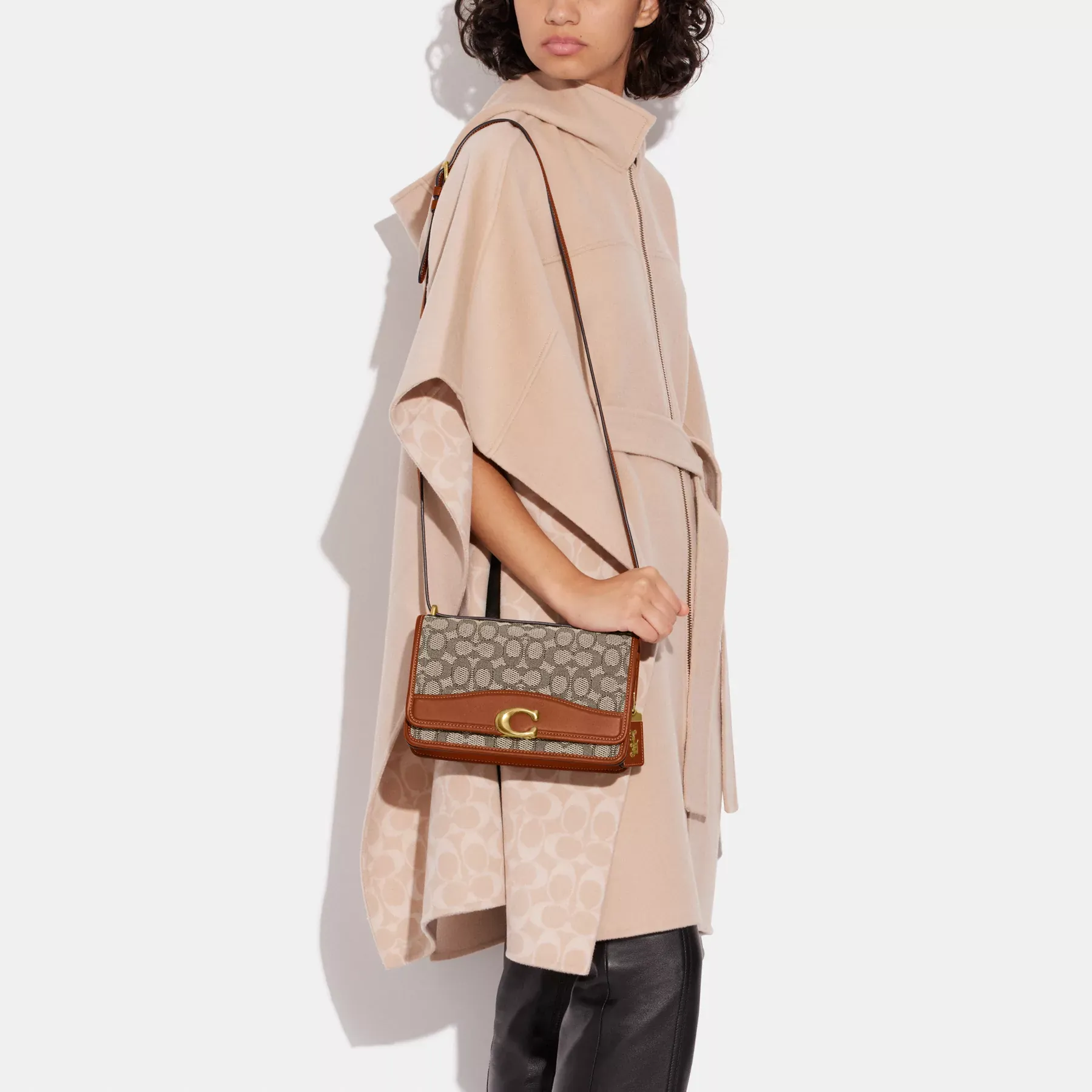 Bandit Shoulder Bag In Signature Textile Jacquard Cocoa Burnished Amb Bandit Shoulder Bag In Signature Textile Jacquard Cocoa Burnished Amb