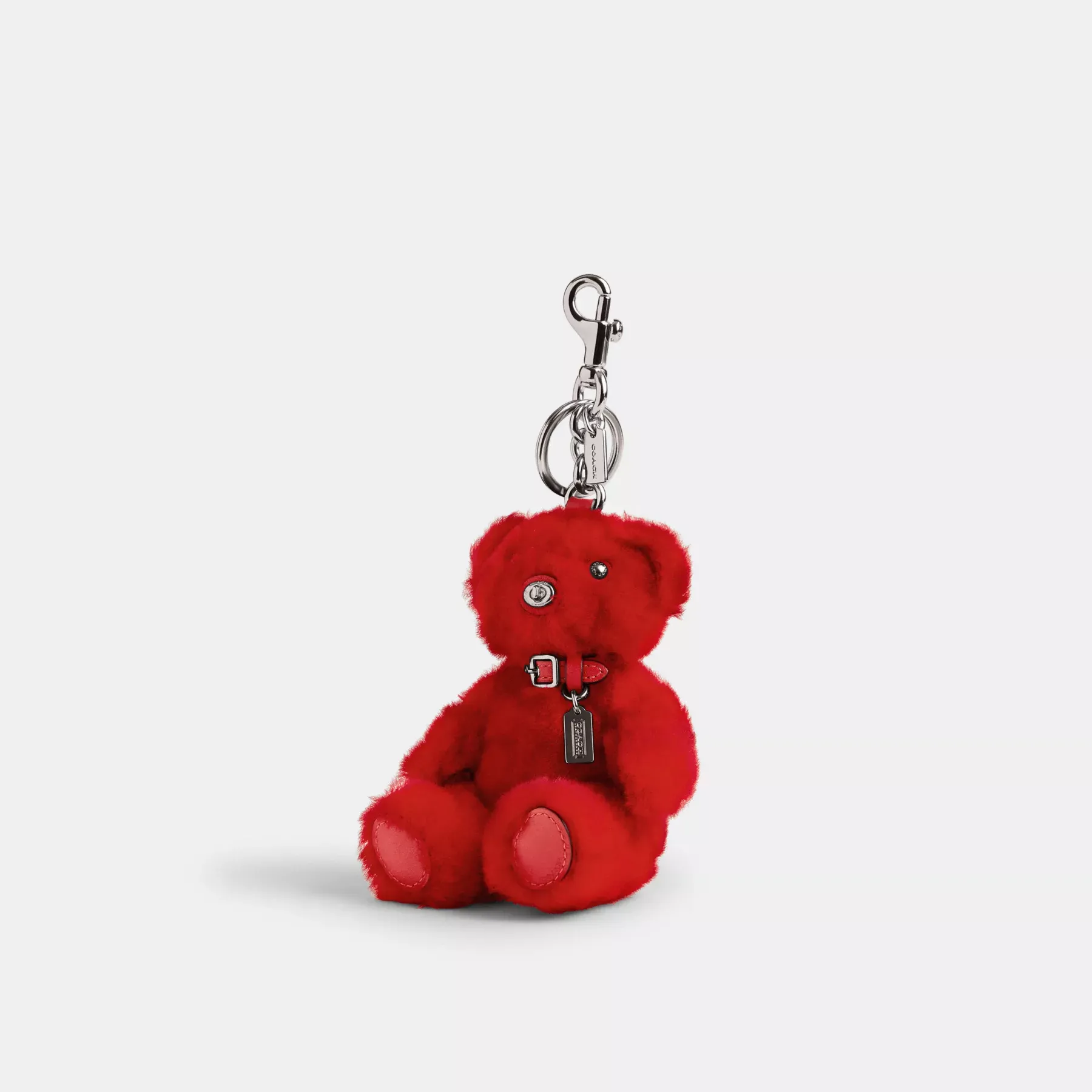 Bear Bag Charm In Signature Shearling Sport Red Multi