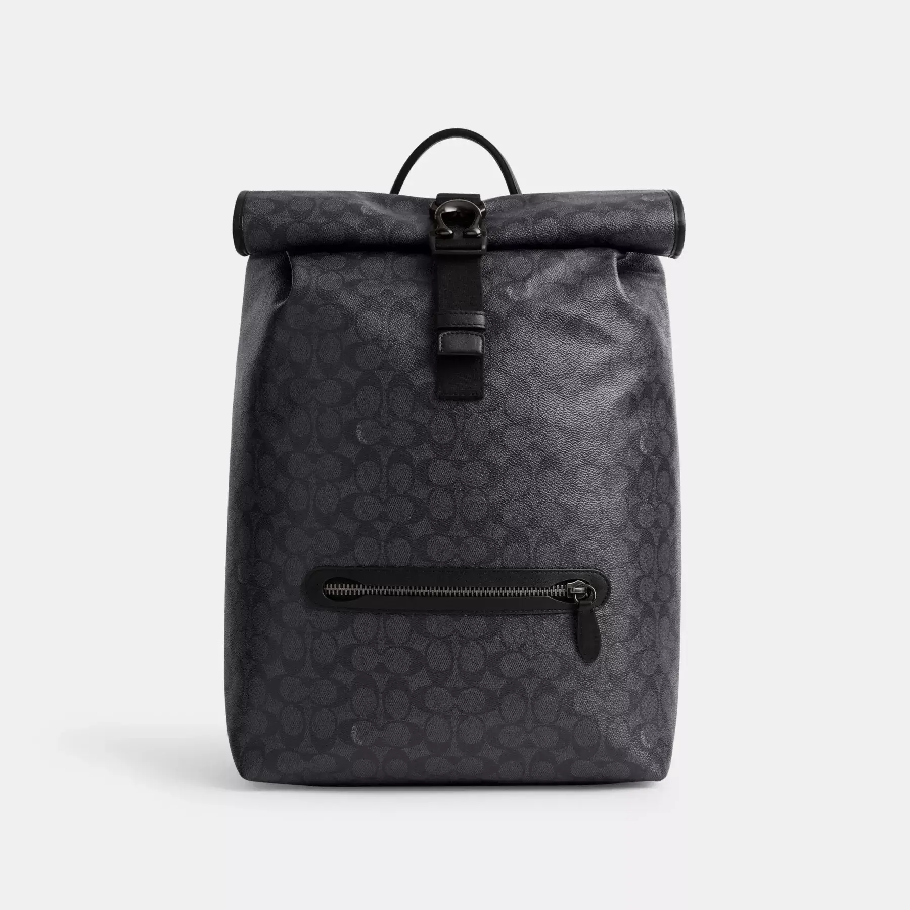 Beck Roll Top Backpack In Signature Canvas Charcoal