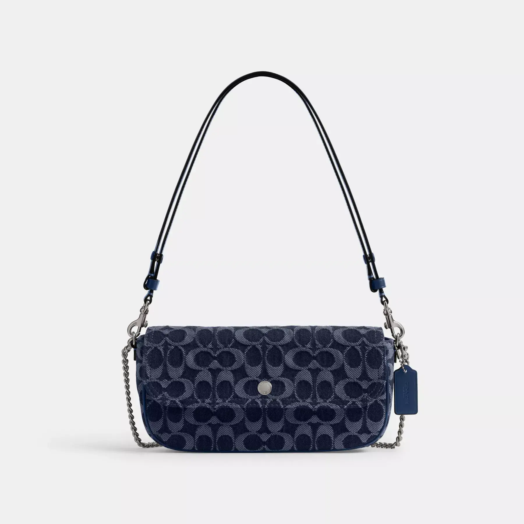 Brook Flap Chain Bag In Signature Denim Deep Blue Multi