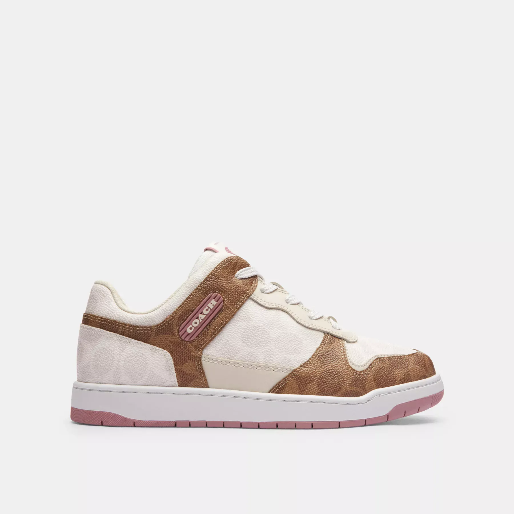 C201 Low Top Sneaker In Signature Canvas Tan/True Pink