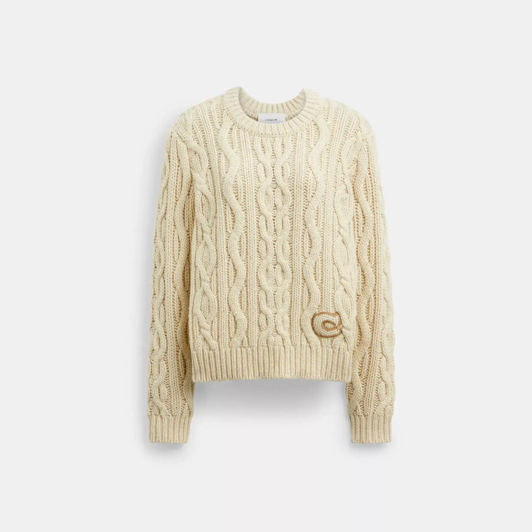 Cable Knit Crewneck Sweater Cream