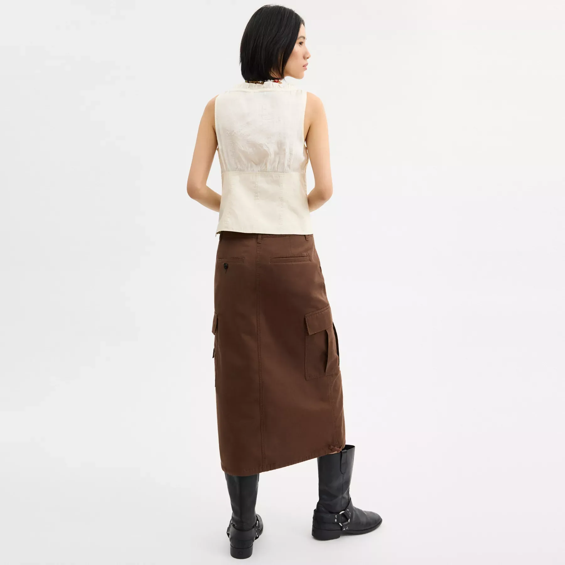 Cargo Maxi Skirt In Organic Cotton Brown Cargo Maxi Skirt In Organic Cotton Brown