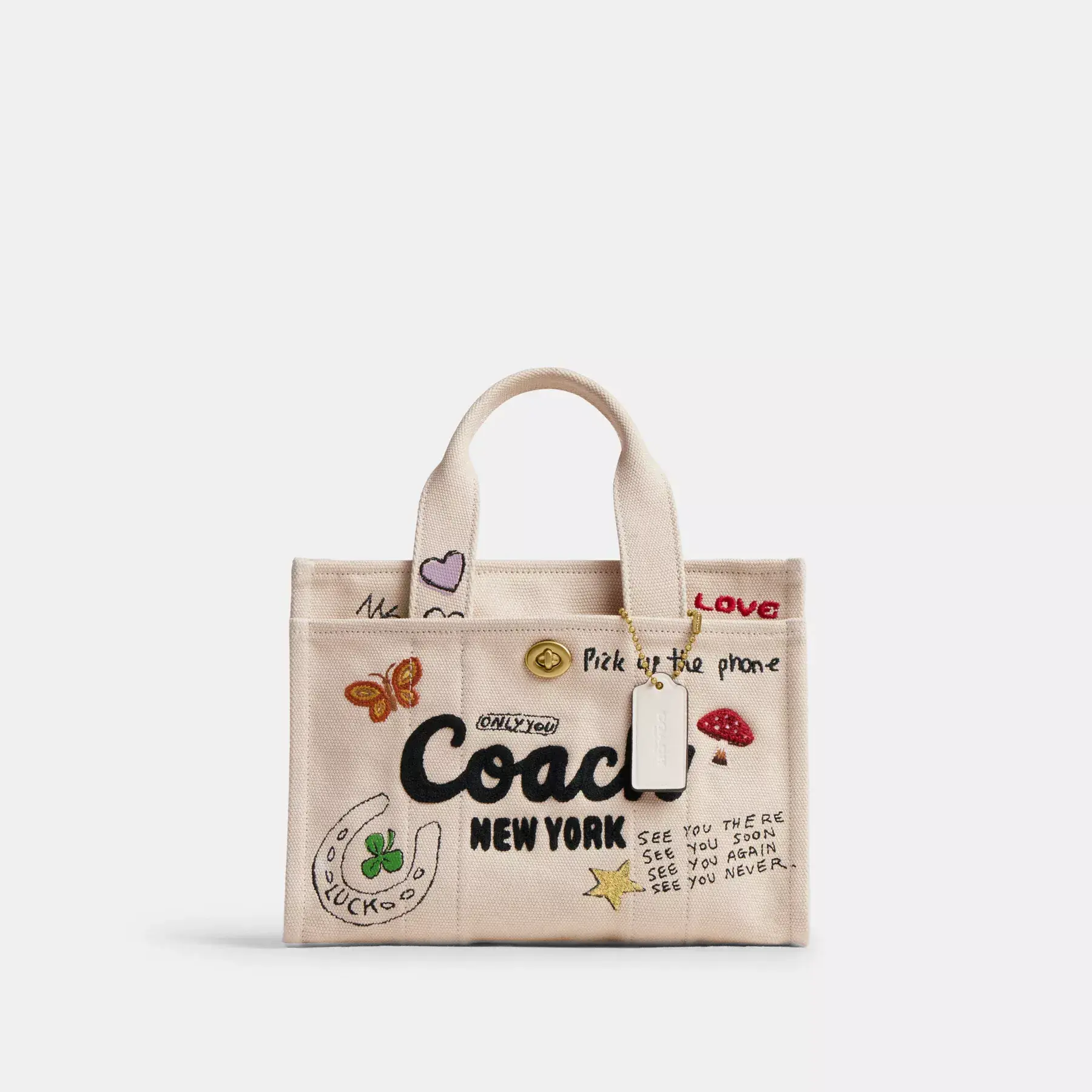 Cargo Tote Bag 26 With Sketch Print Natural Multi