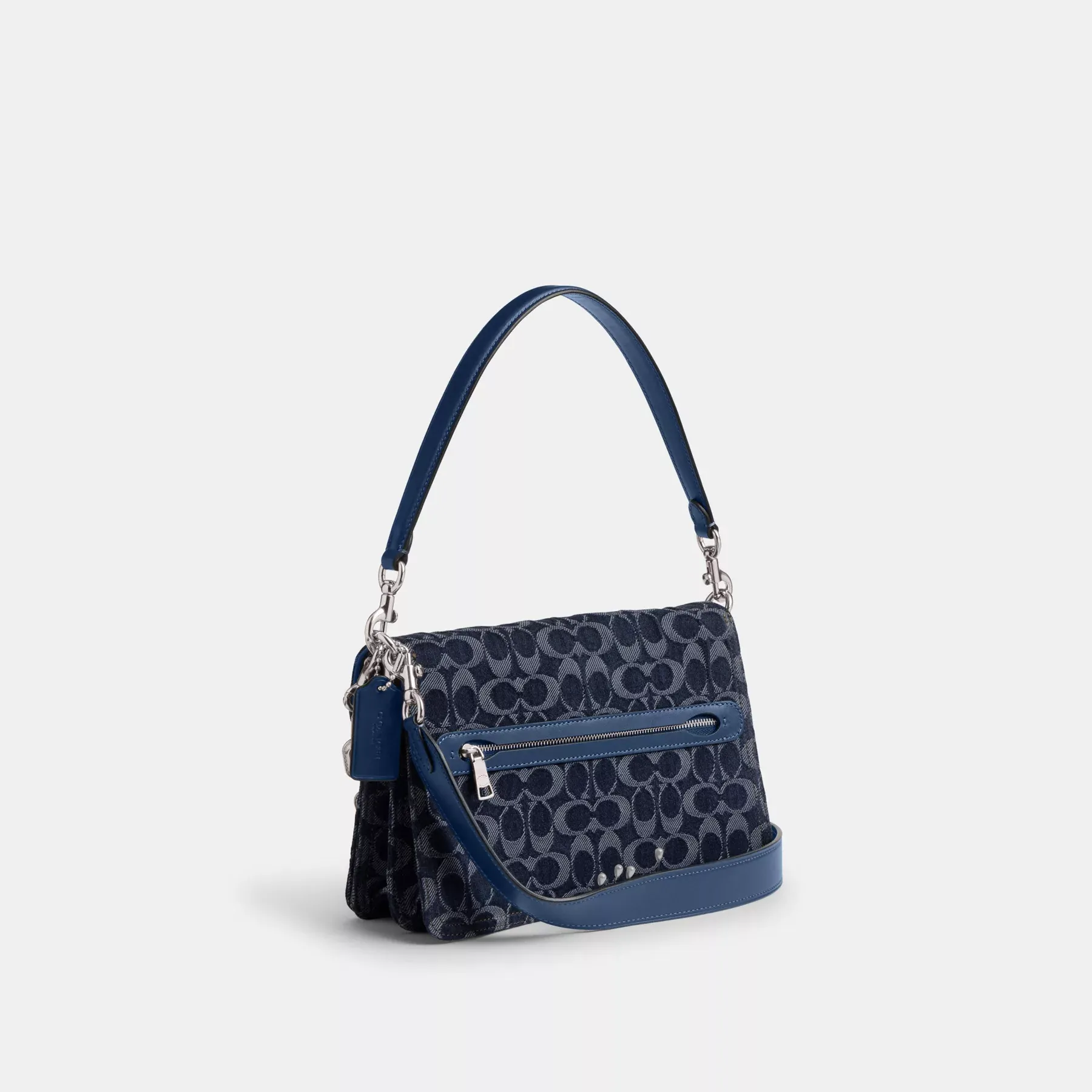 Chain Tabby Shoulder Bag In Signature Denim Deep Blue Multi