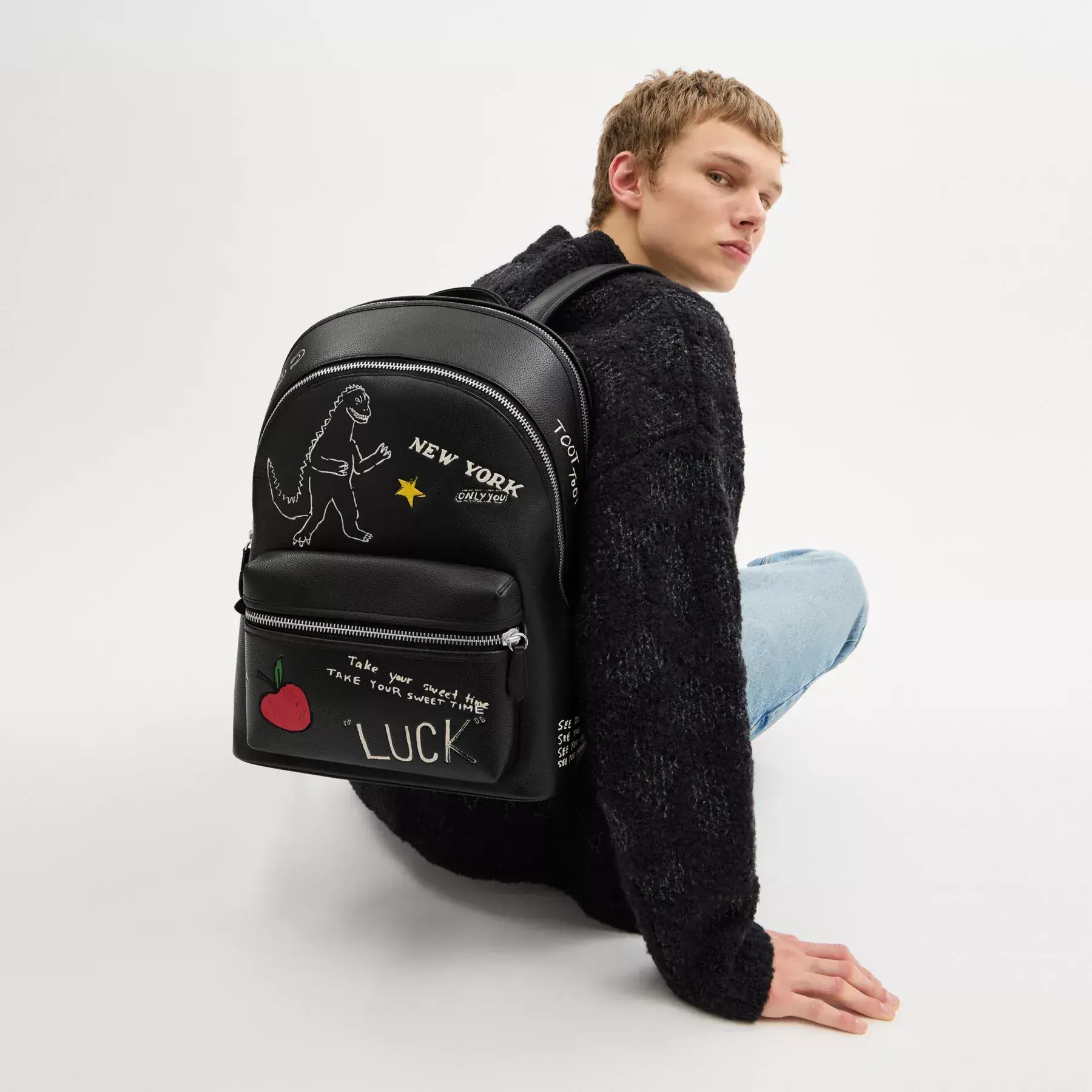Charter Backpack With Sketch Print Black Multi Charter Backpack With Sketch Print Black Multi