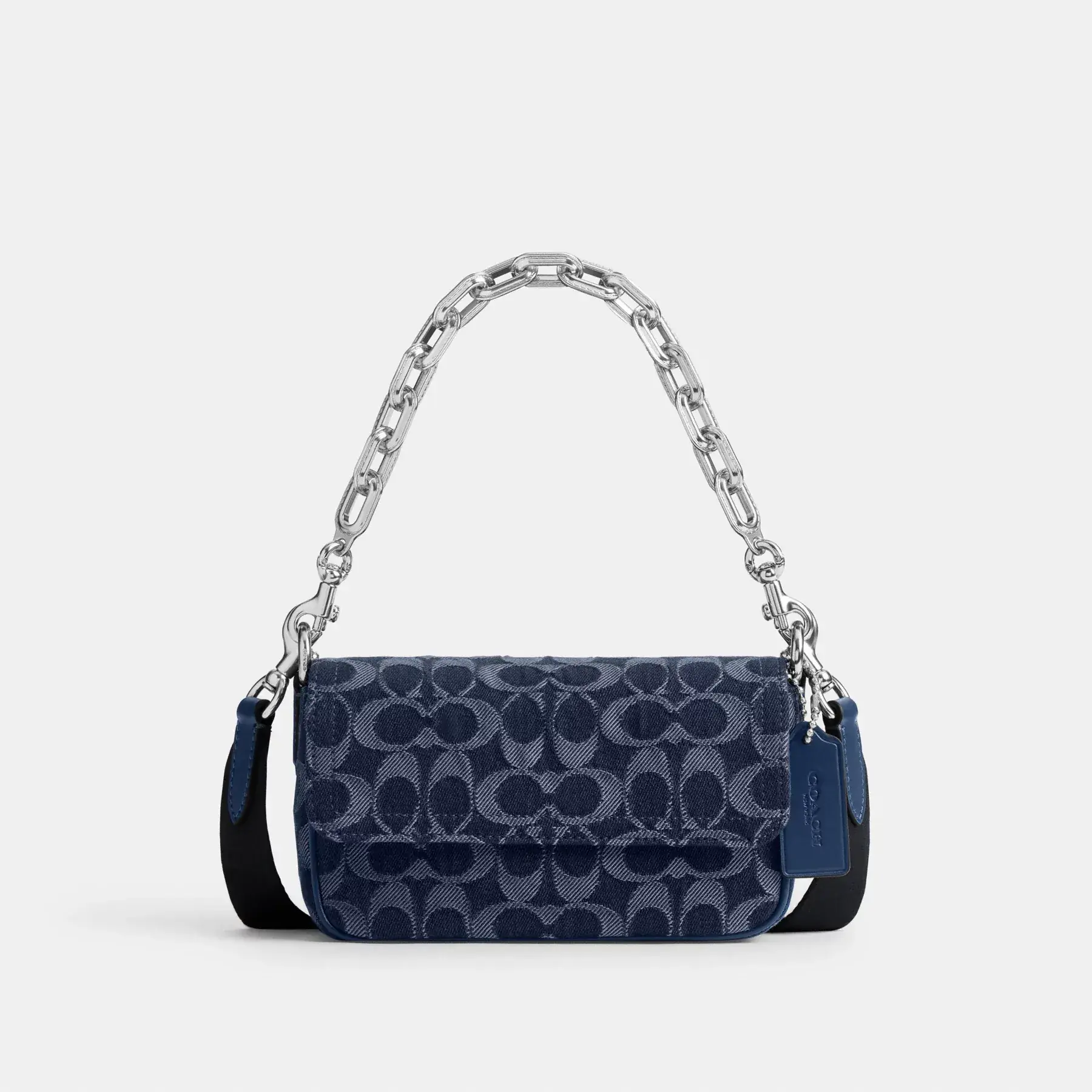 Charter Flap Crossbody Bag 18 In Signature Denim Deep Blue