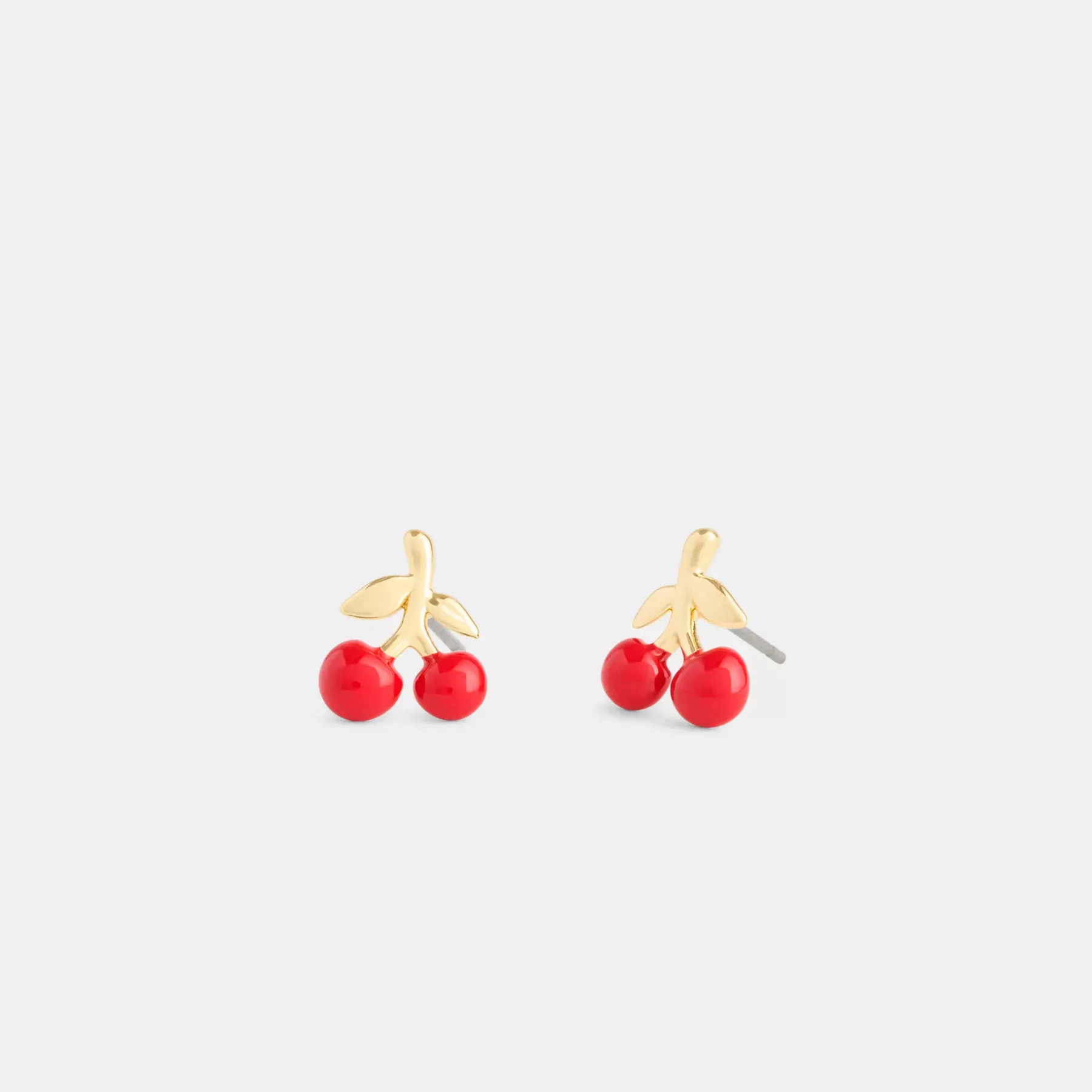 Cherry Stud Earrings Gold/Red
