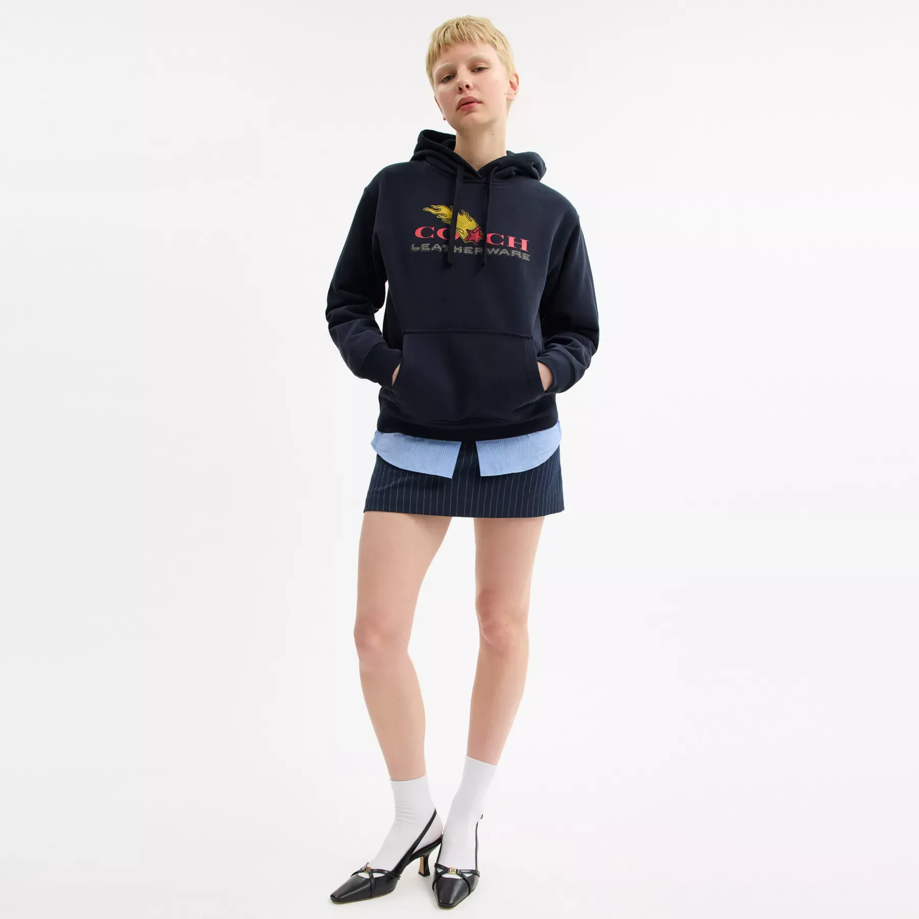 Collage Graphic Hoodie In Organic Cotton Navy