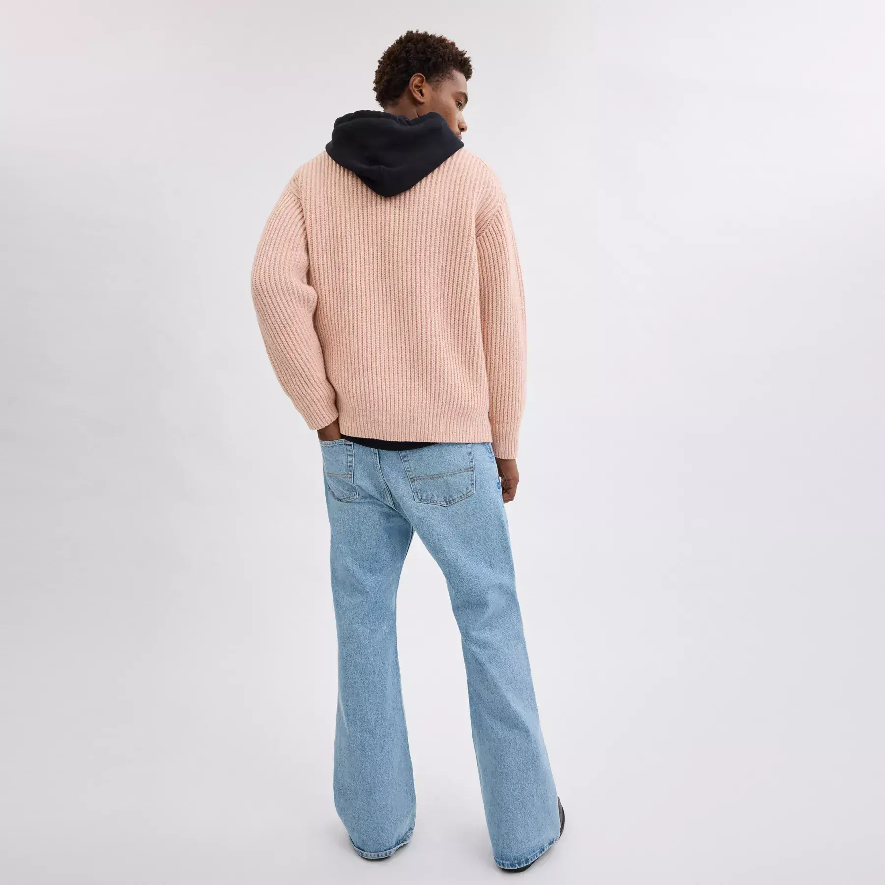 Crewneck Bow Sweater In Recycled Wool Pink Crewneck Bow Sweater In Recycled Wool Pink