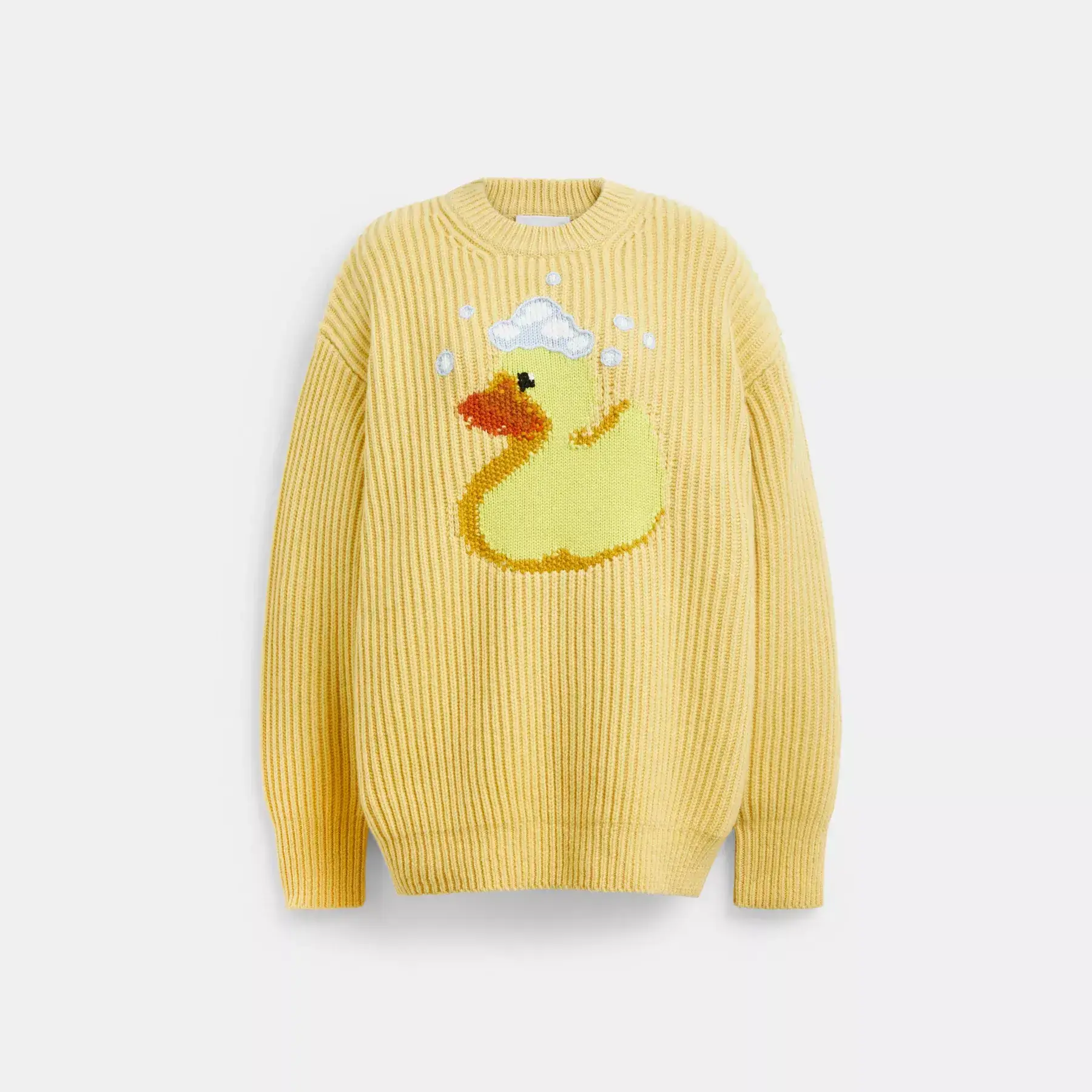 Crewneck Duck Sweater In Recycled Wool Yellow