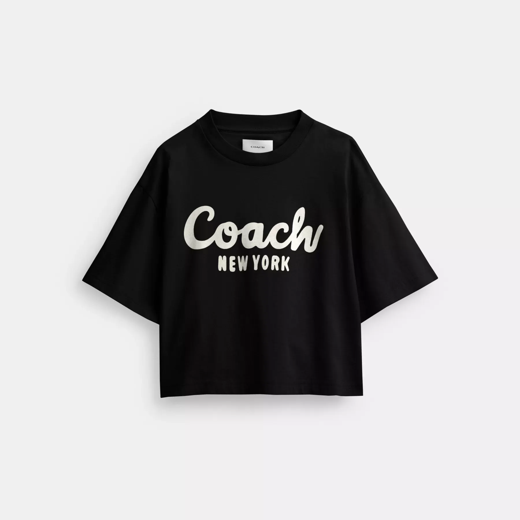 Cursive Signature Cropped T-Shirt Black