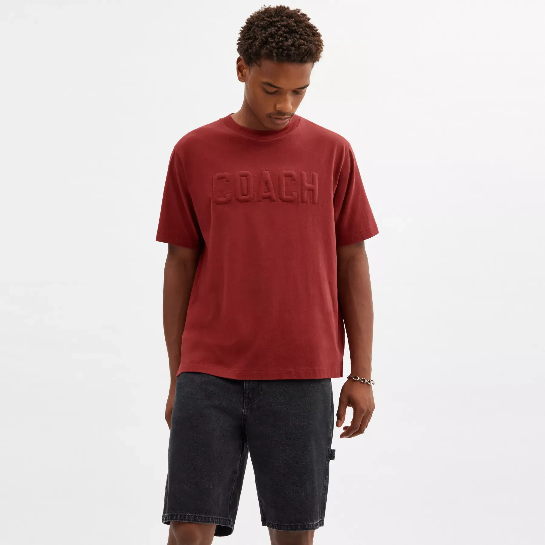 Debossed T-Shirt In Organic Cotton Merlot
