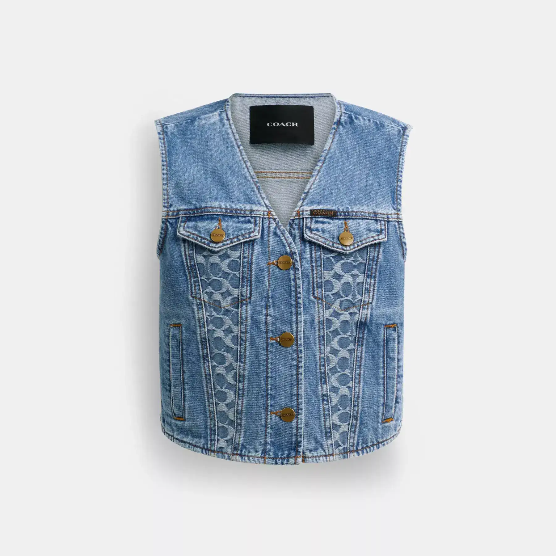 Denim Vest In Organic Cotton Blue