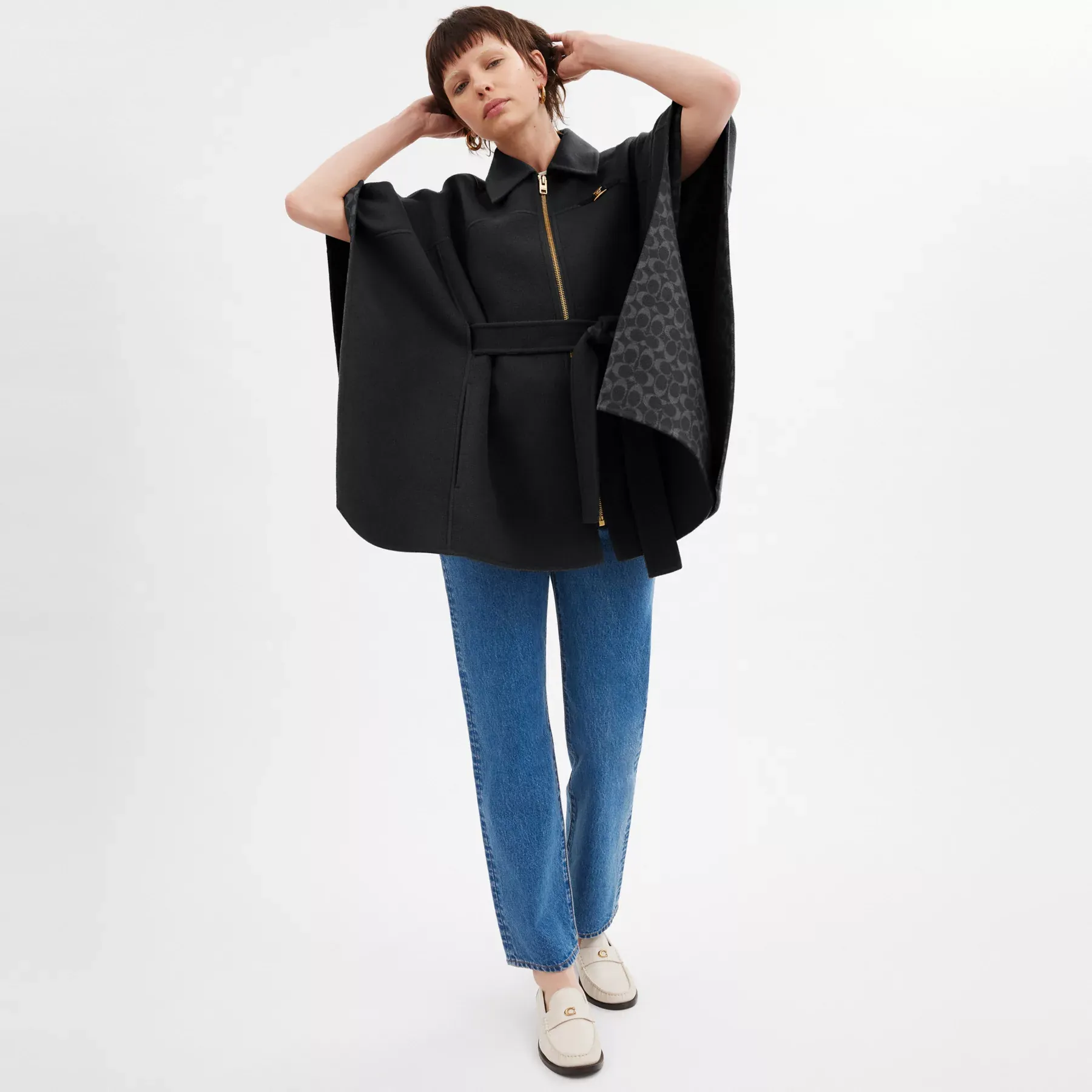 Double Face Wool Cape Black