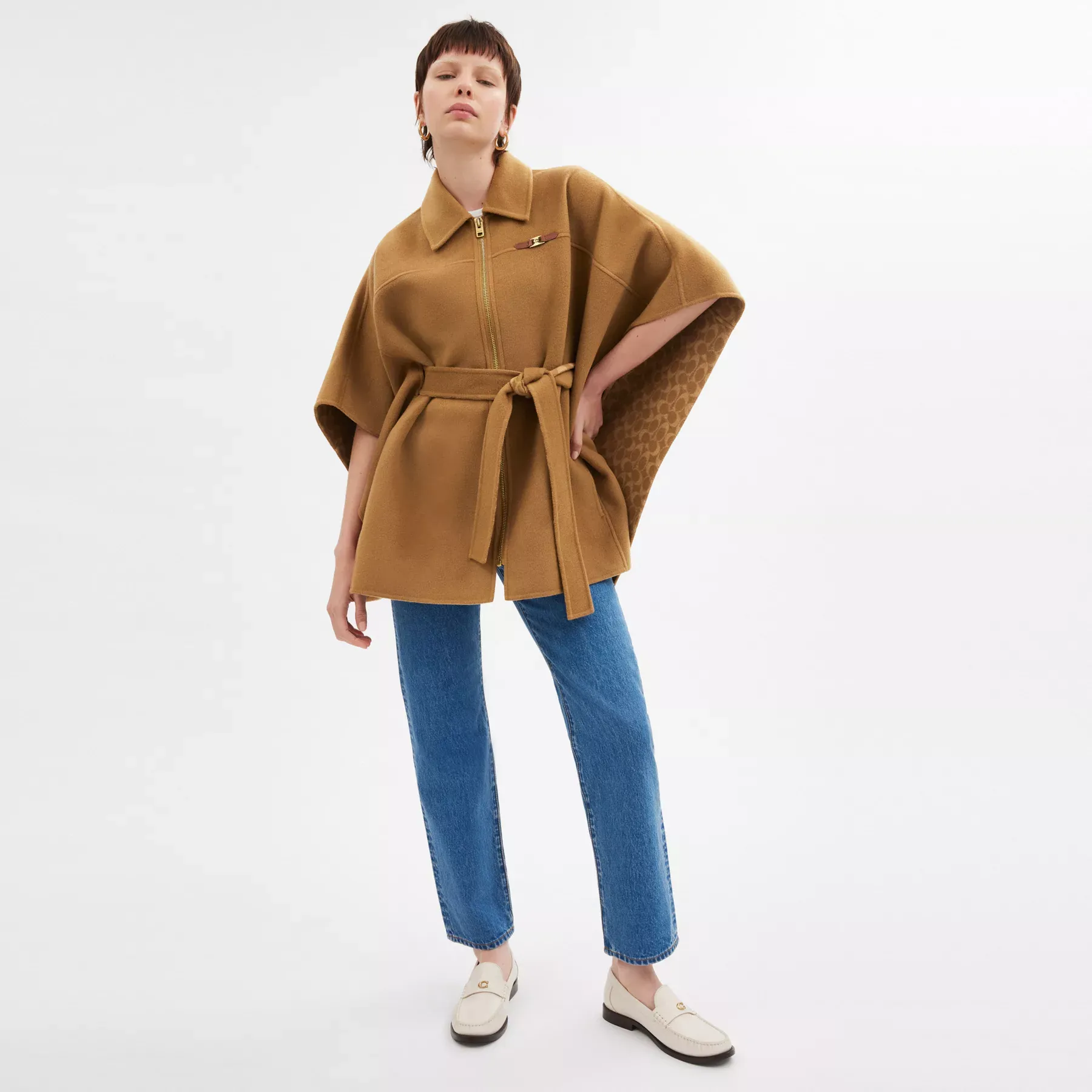 Double Face Wool Cape Camel