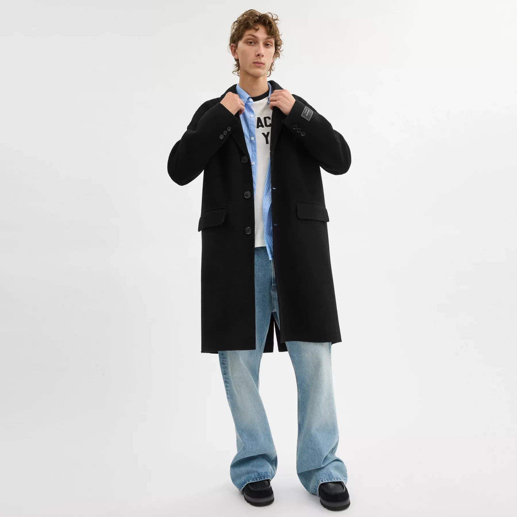 Double Faced Wool Coat Black