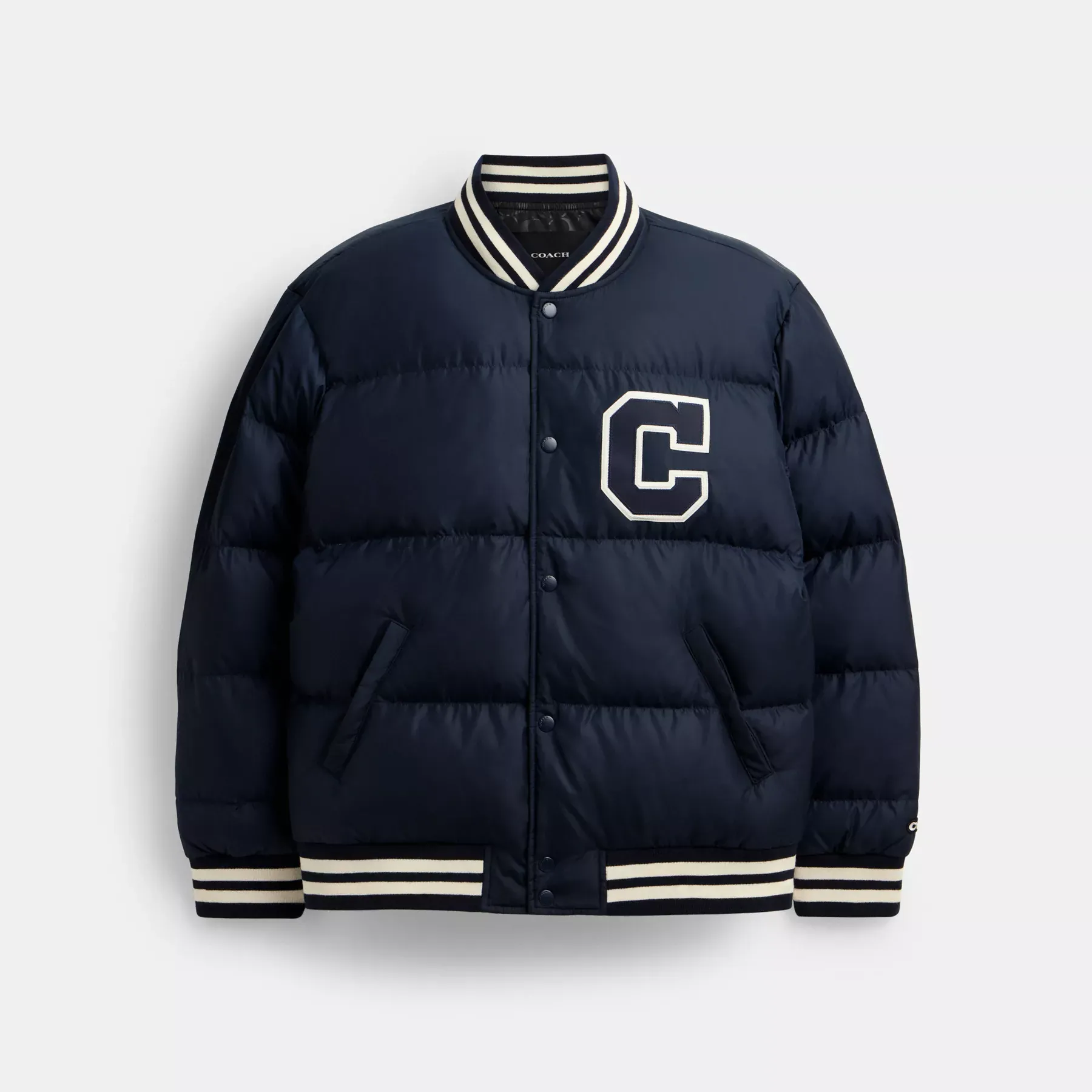 Down Varsity Jacket In Recycled Polyester Navy Blue