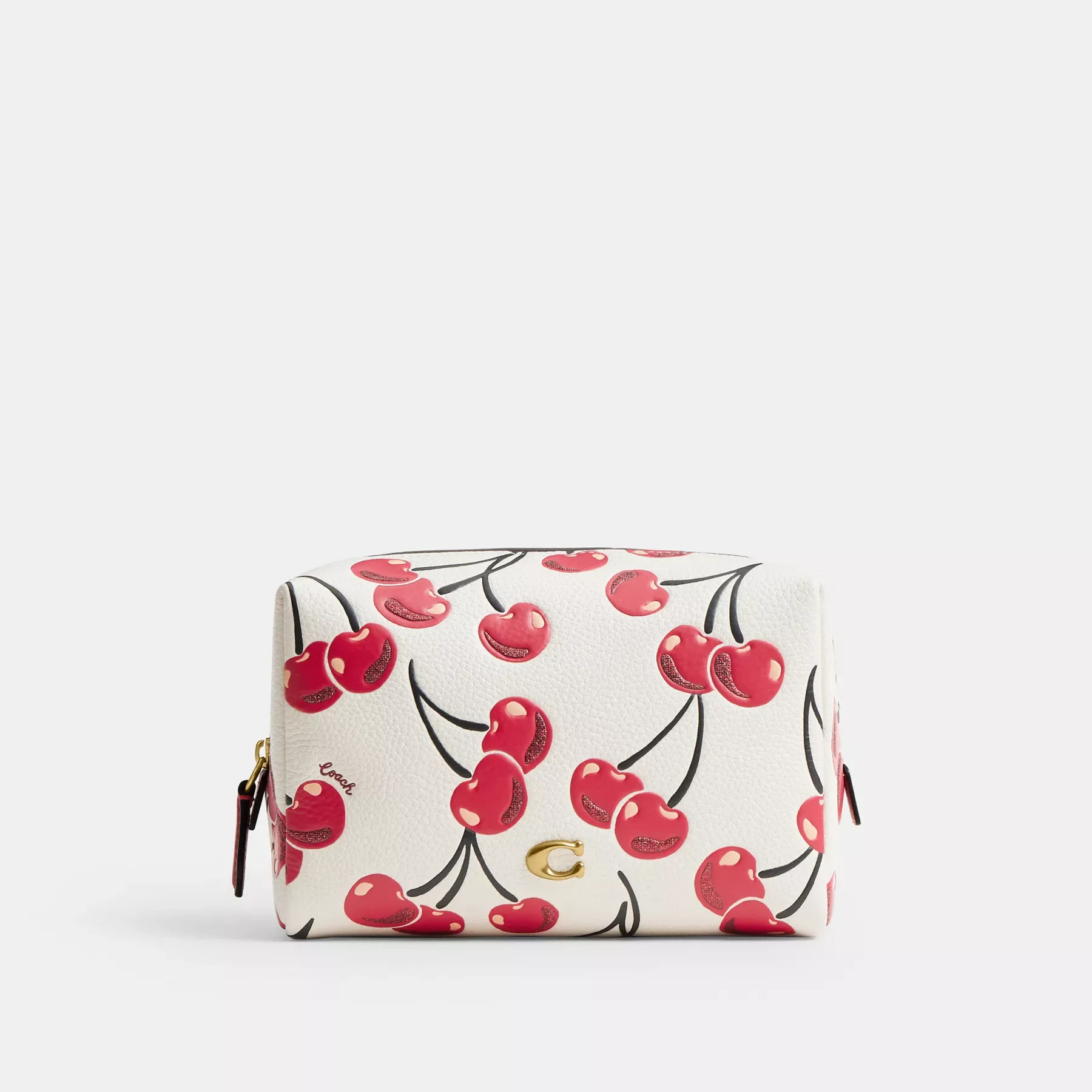 Essential Cosmetic Pouch With Cherry Print Chalk Multi