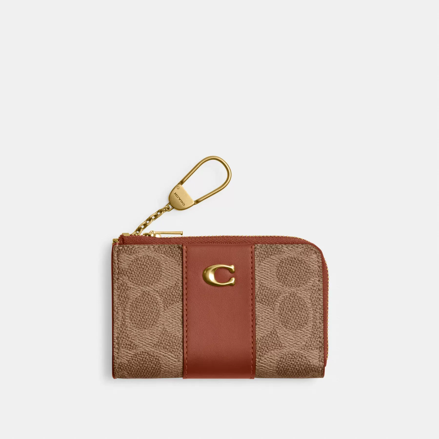 Essential L-Zip Key Case In Signature Canvas Tan Caramel