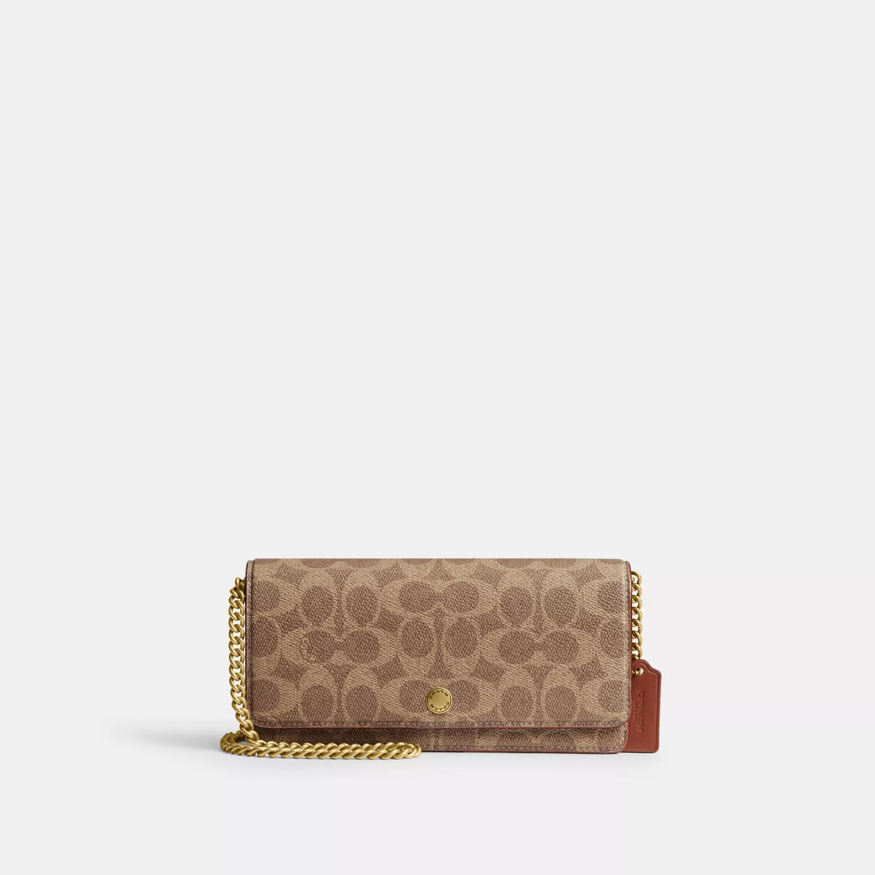 Essential Long Wallet On A Chain In Signature Canvas Tan Caramel Essential Long Wallet On A Chain In Signature Canvas Tan Caramel