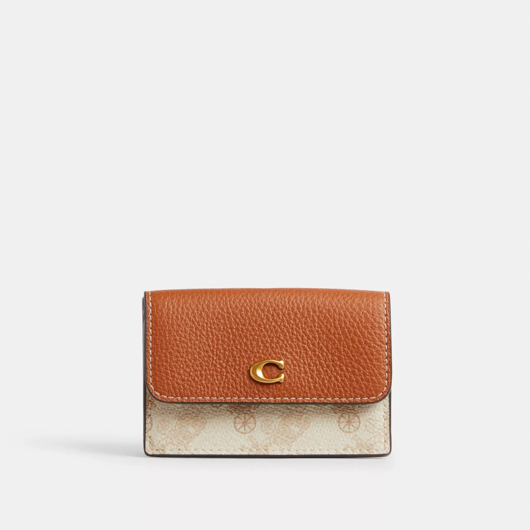 Essential Mini Trifold Wallet With Horse And Carriage Print Chalk Taupe