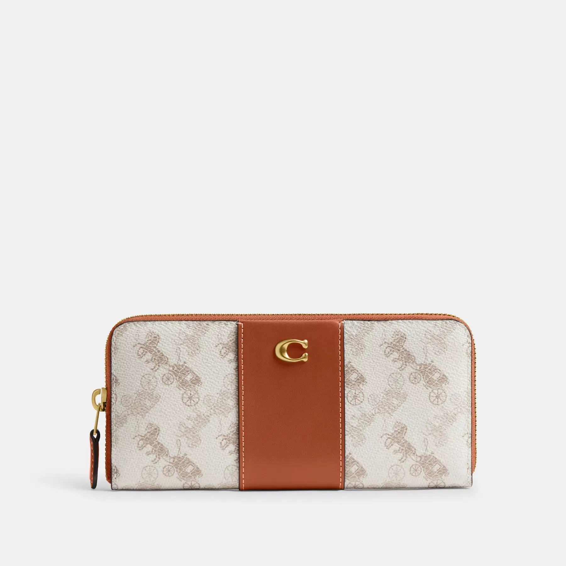 Essential Slim Accordion Zip Wallet With Horse And Carriage Print Chalk Taupe