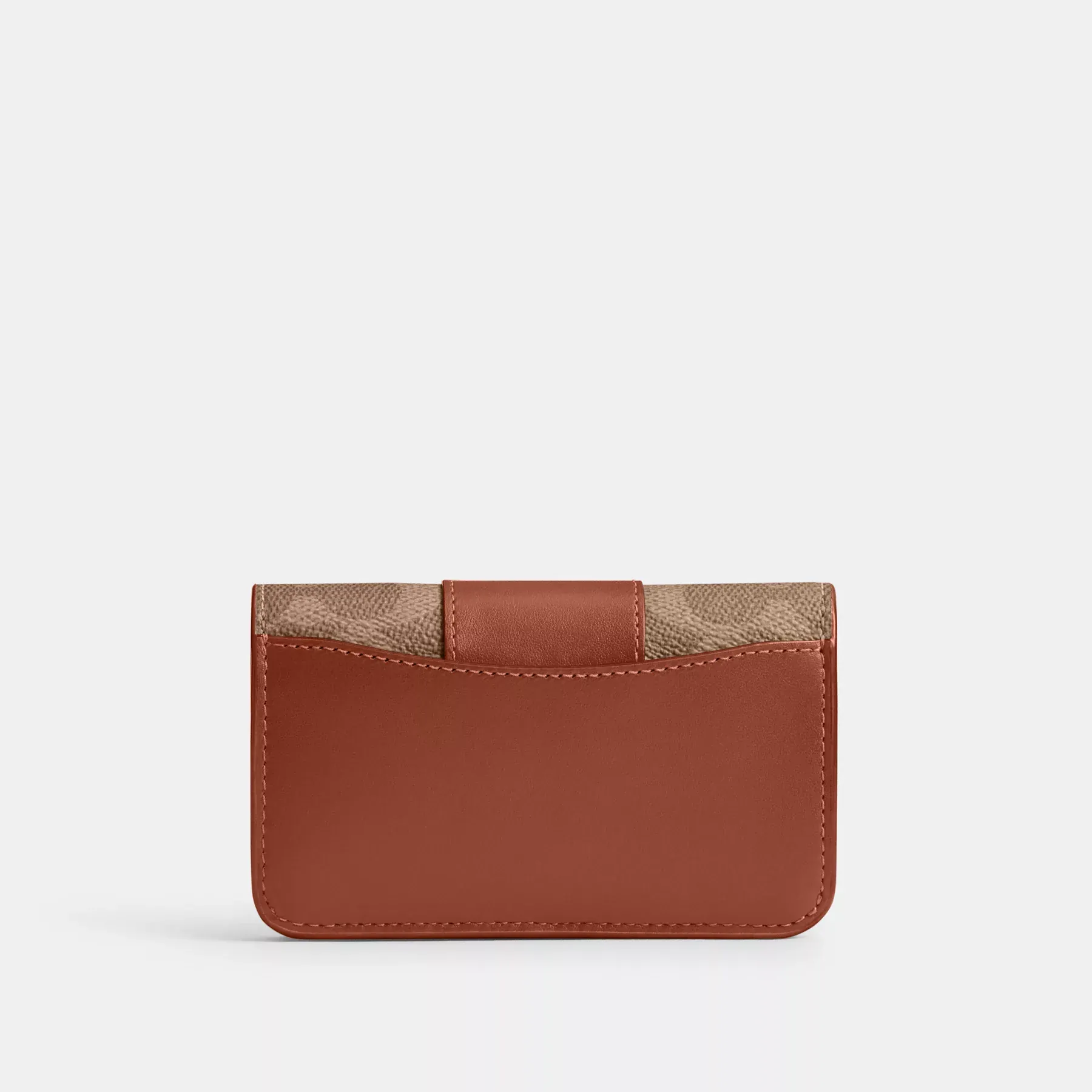 Essential Slim Card Case In Signature Canvas Tan Caramel