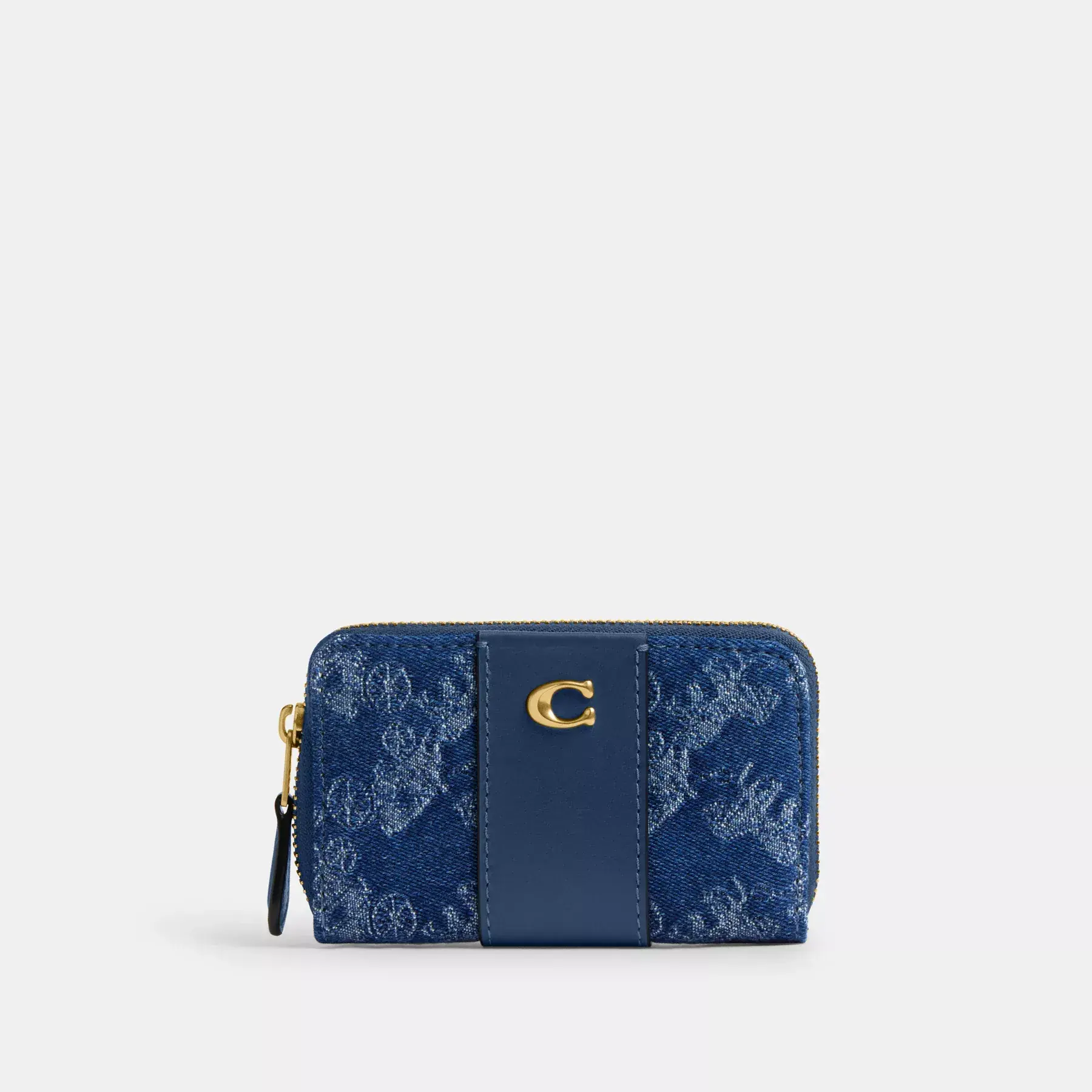Essential Small Zip Around Card Case With Horse And Carriage Print Deep Blue Multi