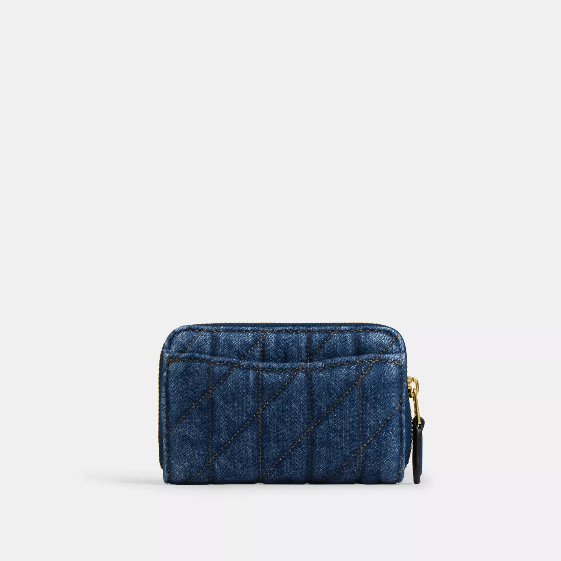Essential Small Zip Around Card Case With Quilting Deep Blue