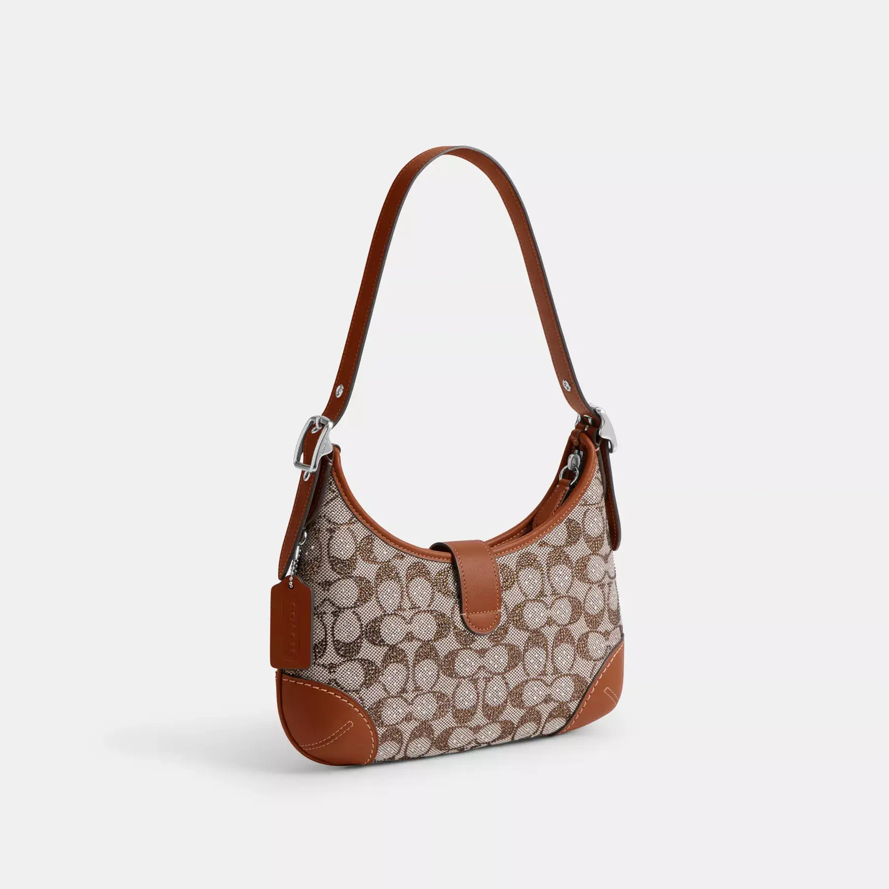 Hamptons Hobo Bag In Crystal Signature Jacquard Burnished Amber Hamptons Hobo Bag In Crystal Signature Jacquard Burnished Amber