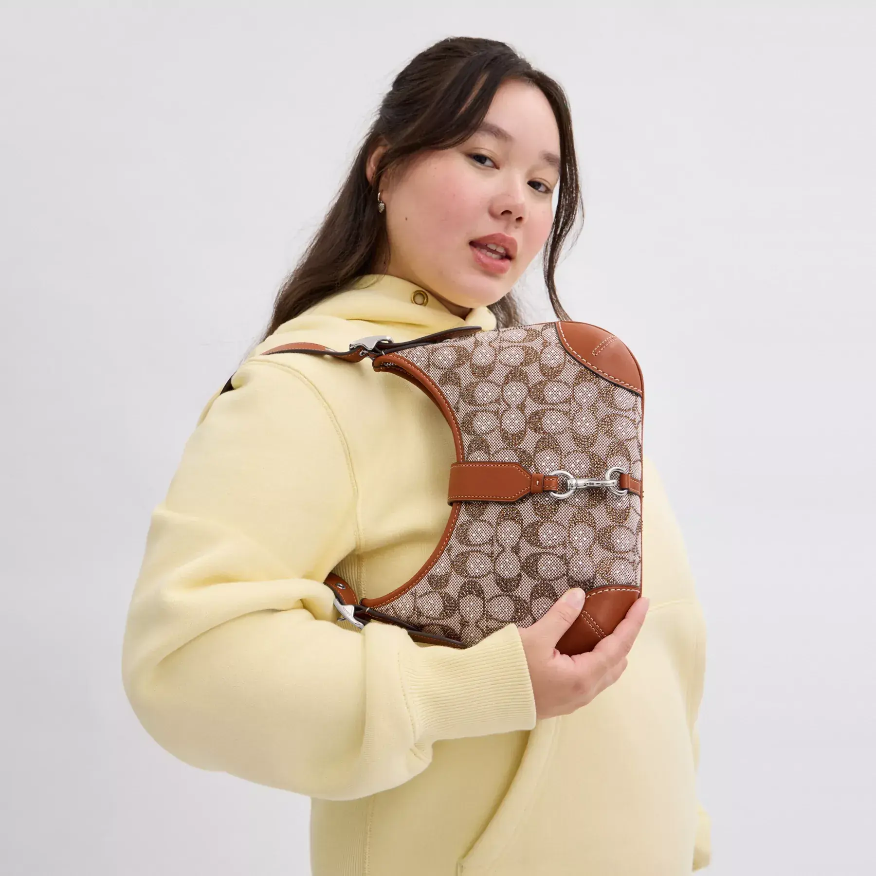 Hamptons Hobo Bag In Crystal Signature Jacquard Burnished Amber Hamptons Hobo Bag In Crystal Signature Jacquard Burnished Amber