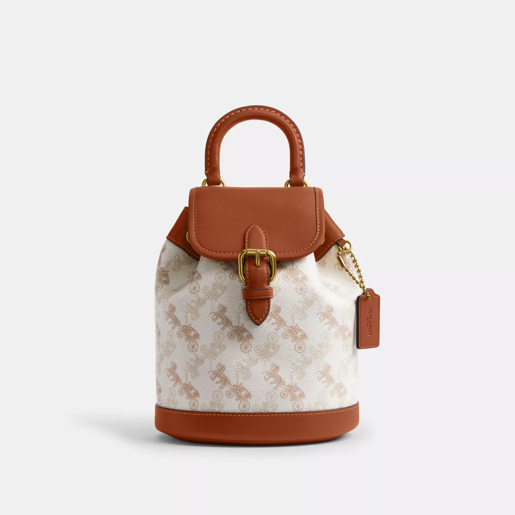 Harper Backpack With Horse And Carriage Print Chalk Burnished Amber