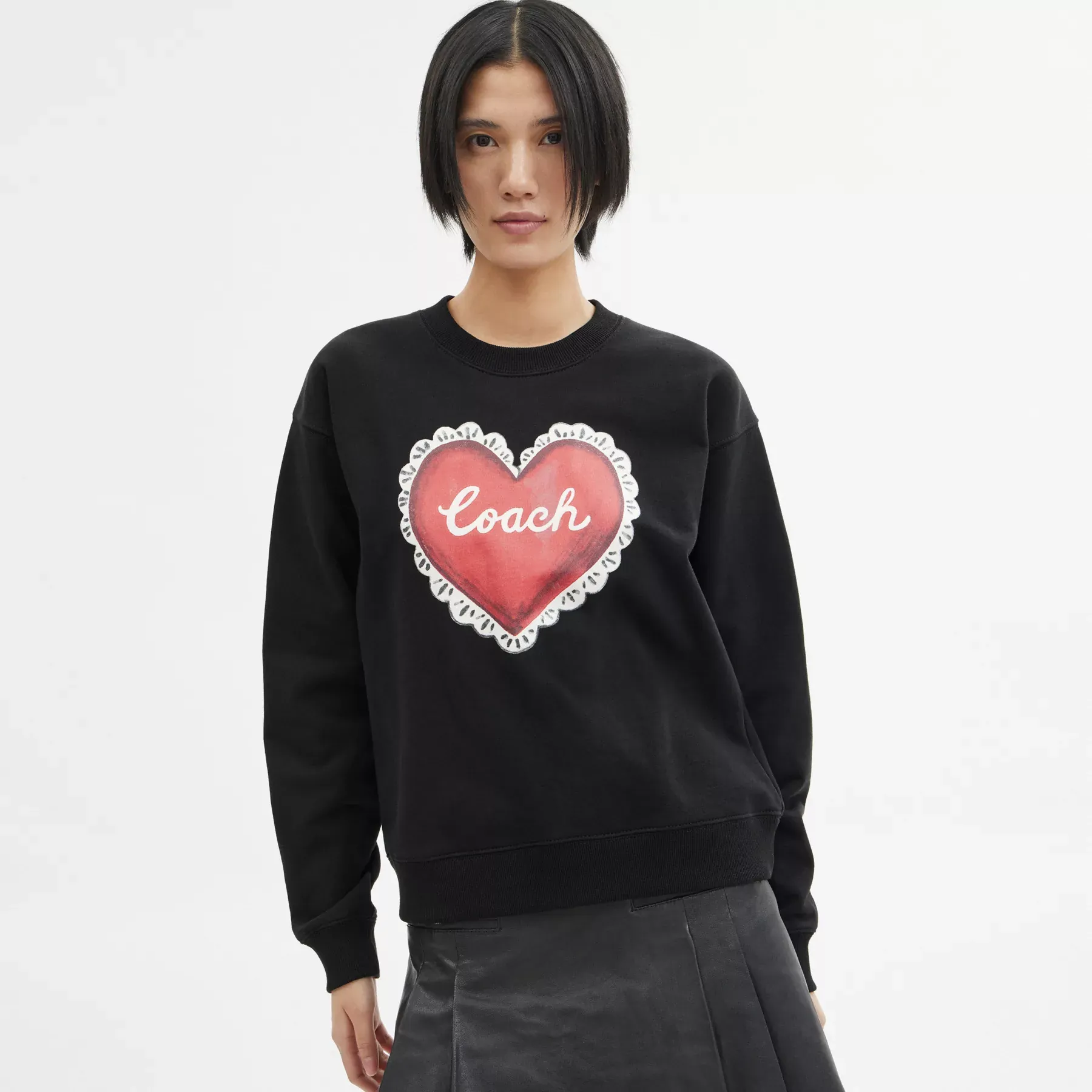 Heart Crewneck Sweater Black