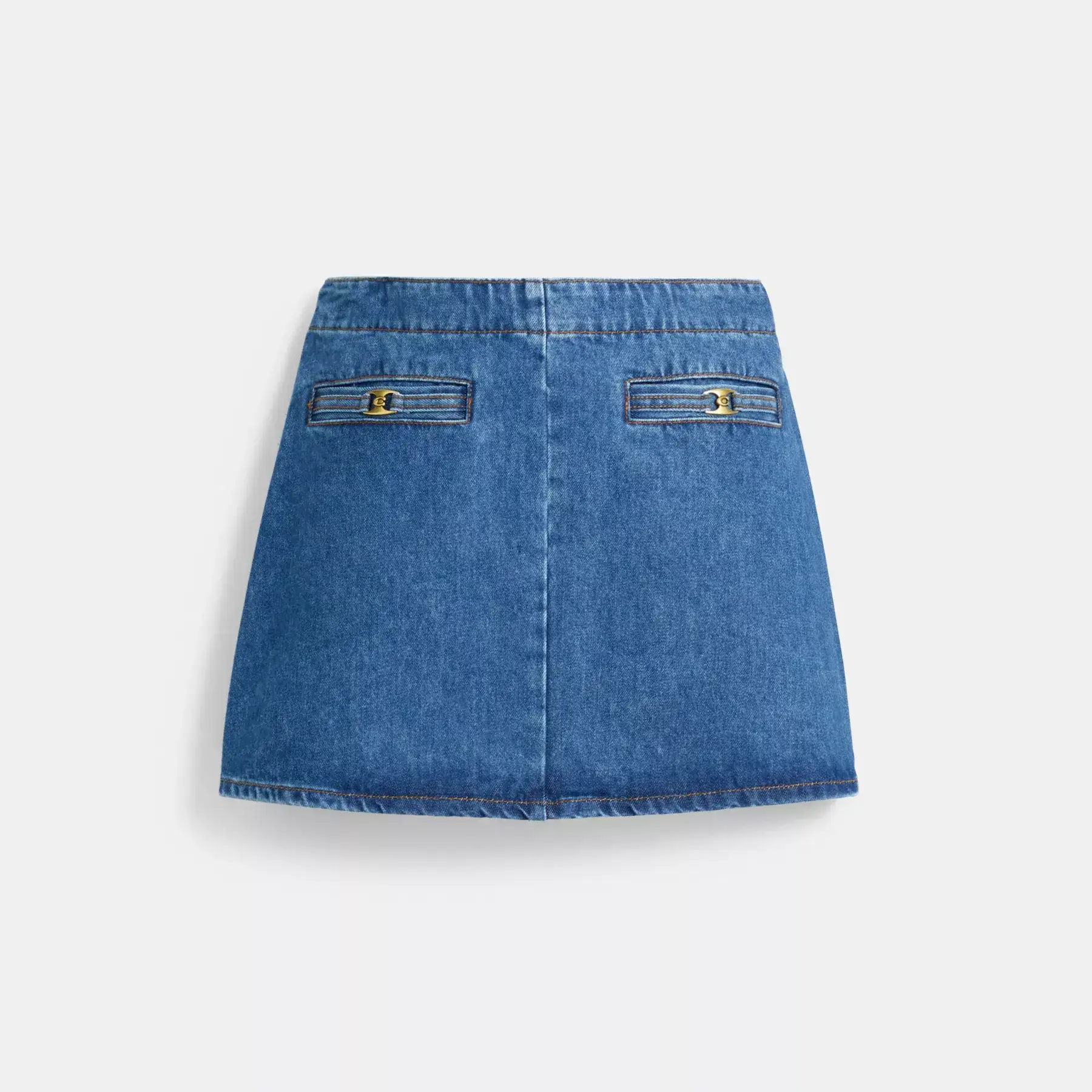 Heritage C Denim Mini Skirt In Organic Cotton Medium Blue