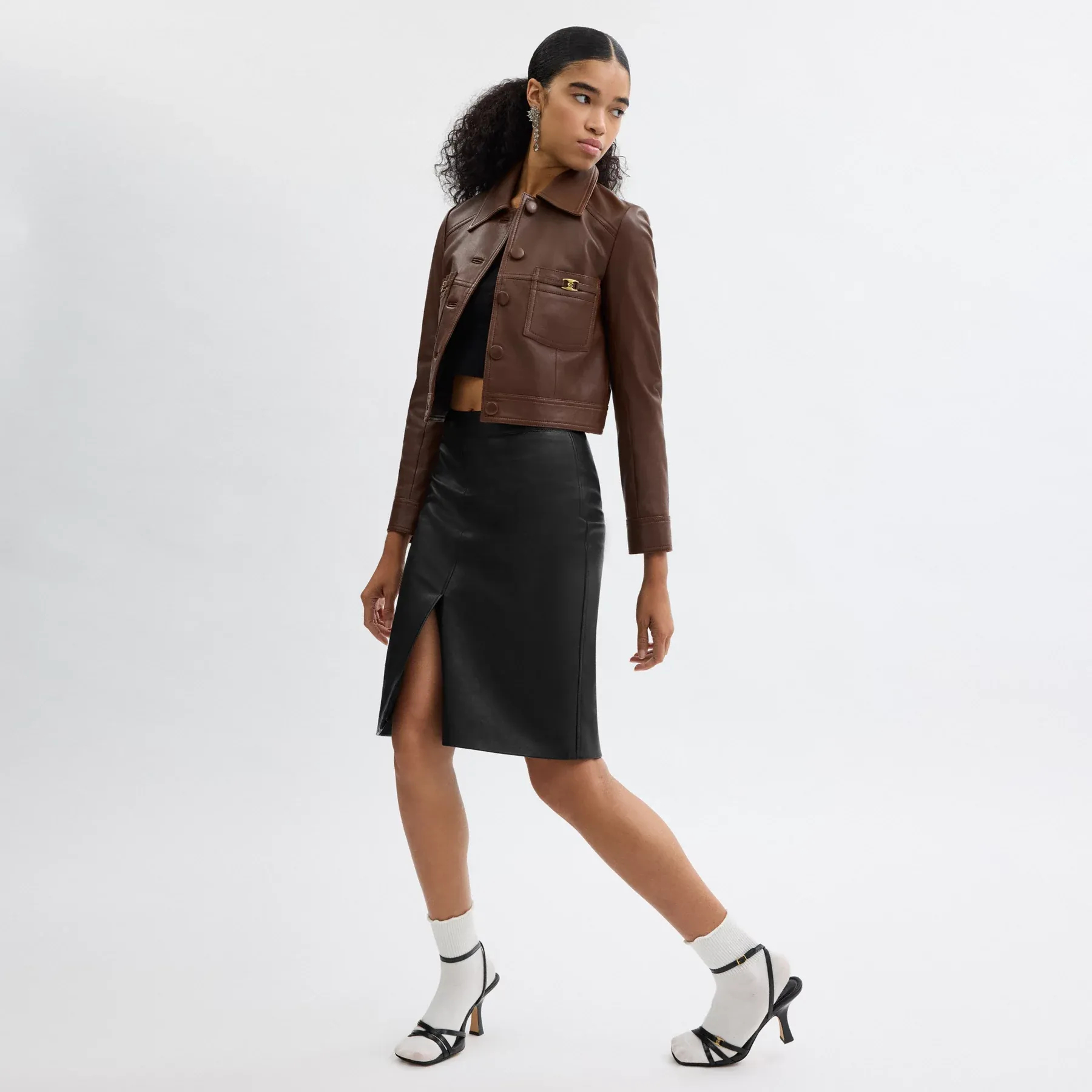 Heritage C Leather Skirt Black