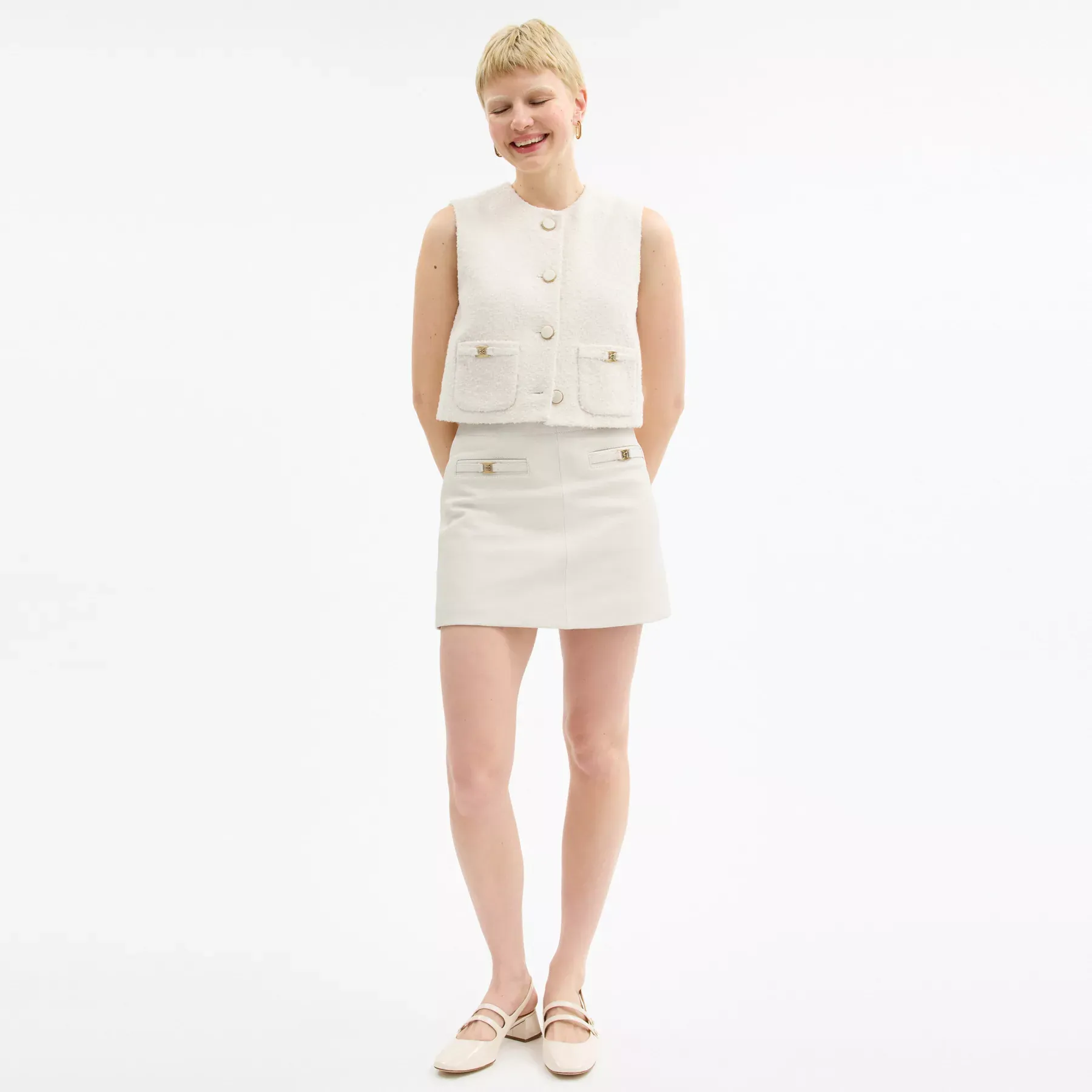 Heritage C Leather Skirt White