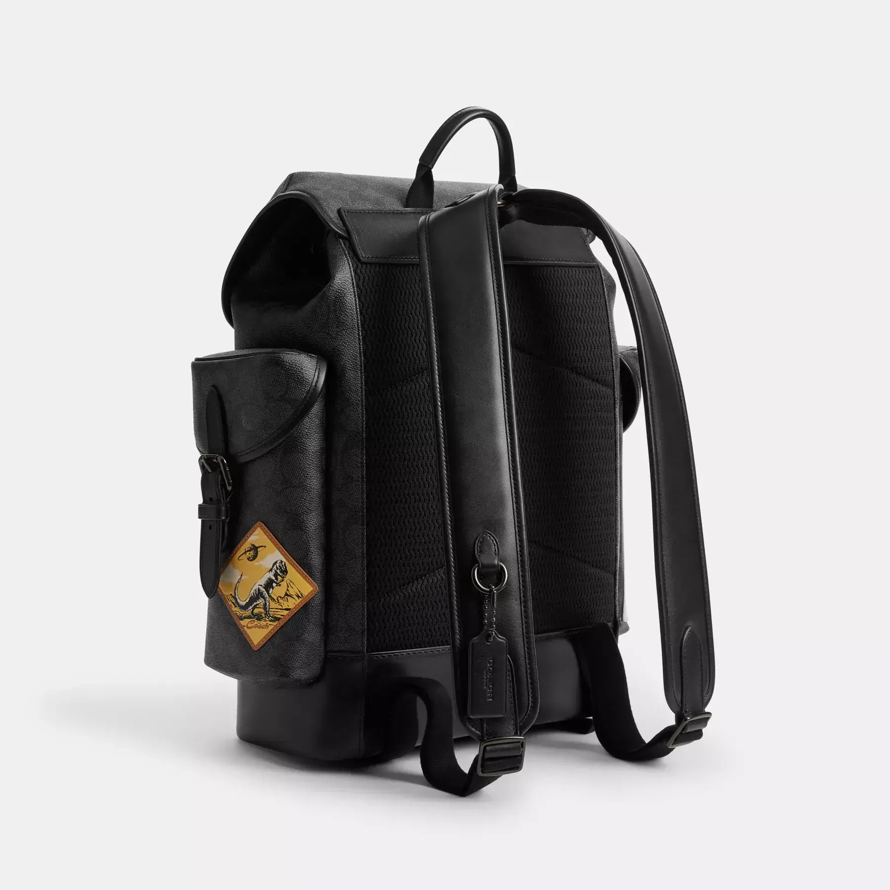 Hitch Backpack In Signature Canvas With Patches Charcoal Multi