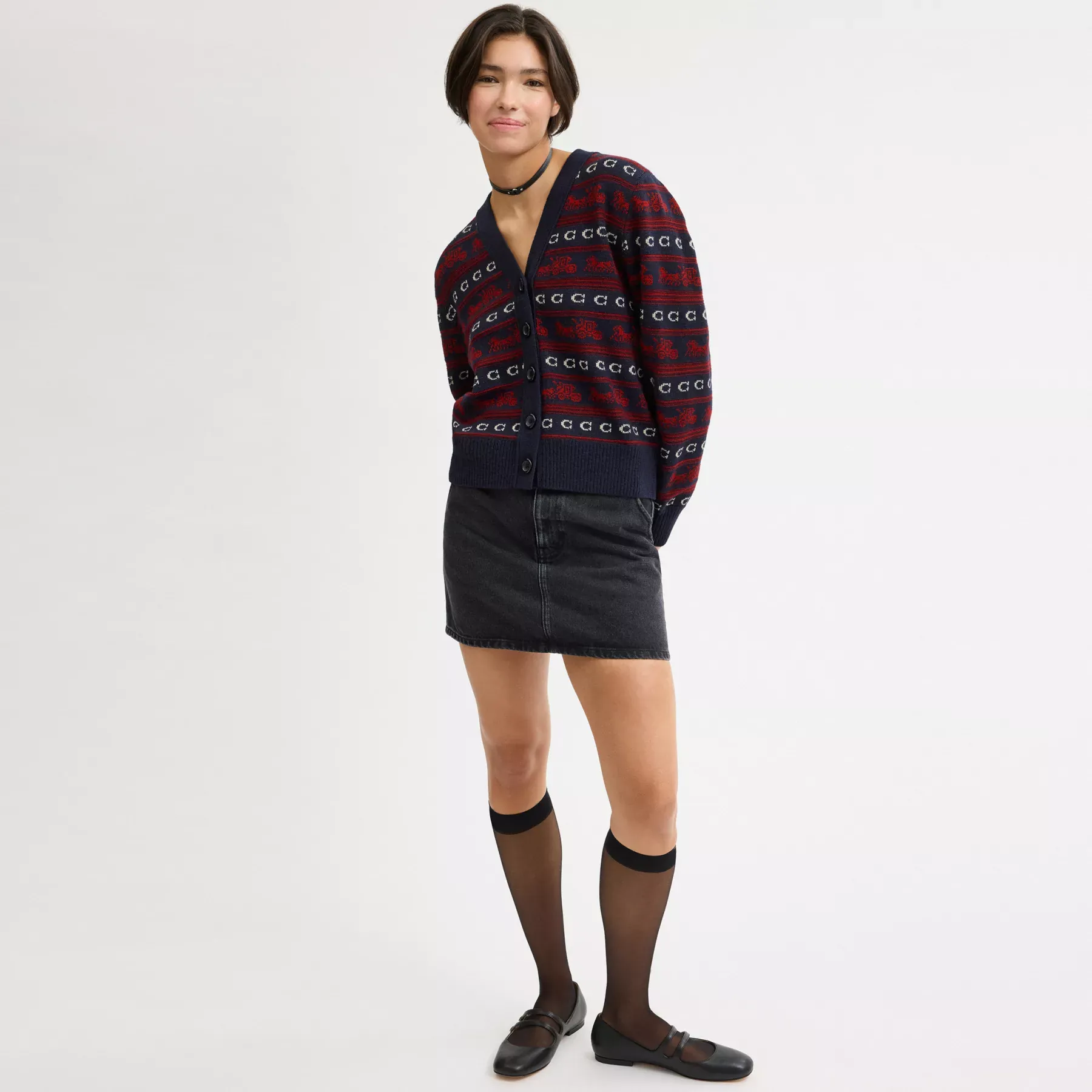 Horse And Carriage Cardigan Navy/Red