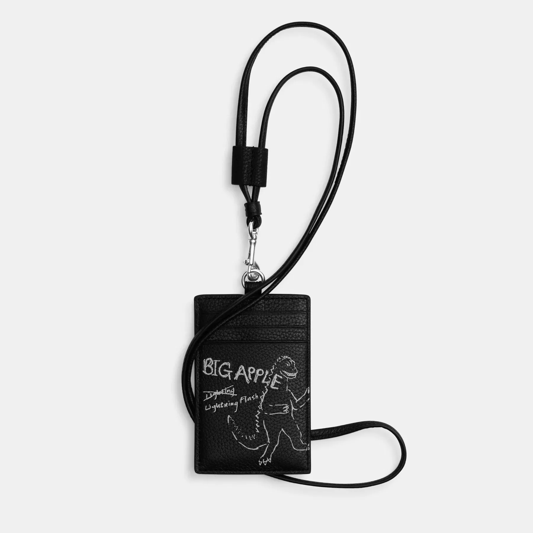 Id Lanyard With Sketch Print Black Multi
