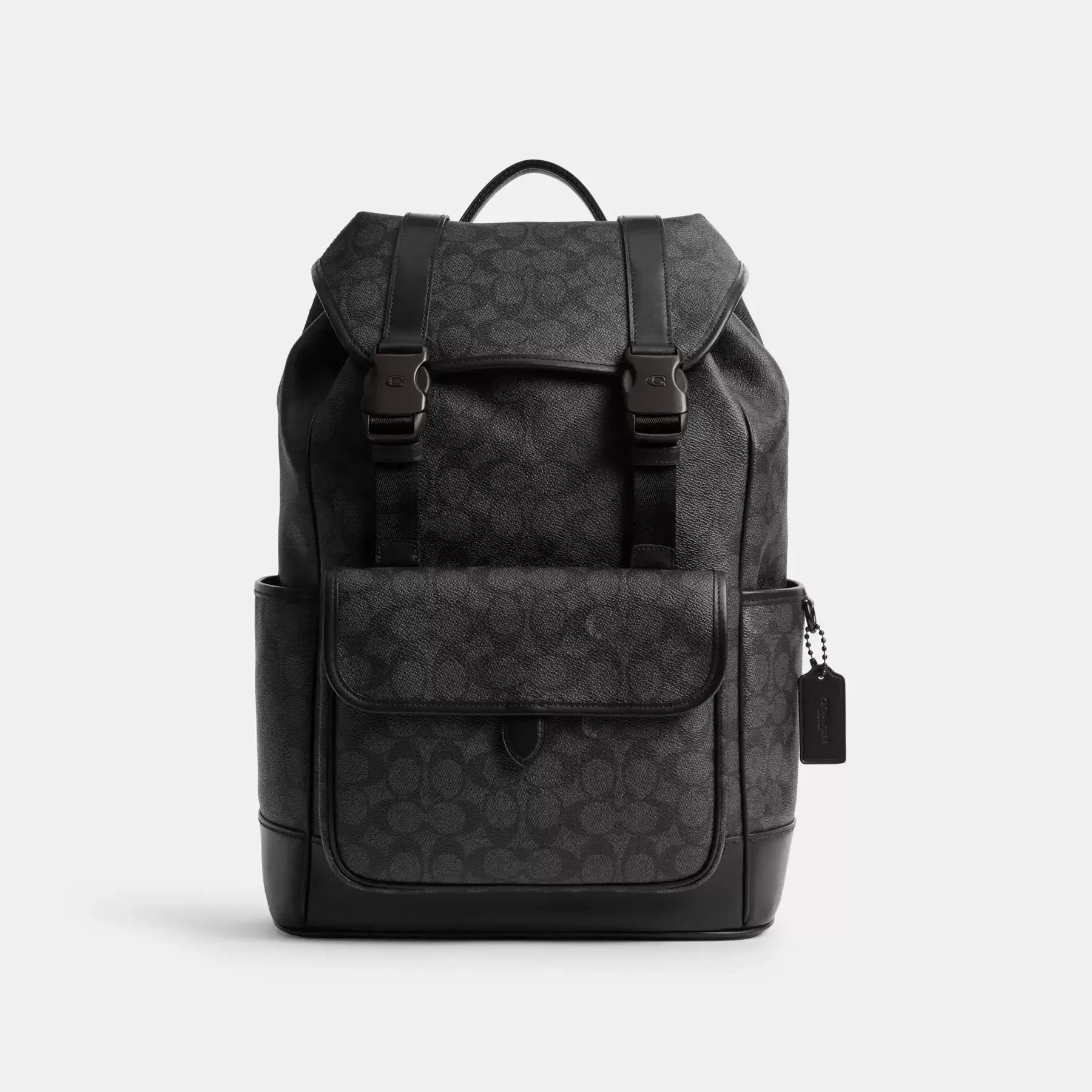 League Flap Backpack In Signature Canvas Charcoal Signature