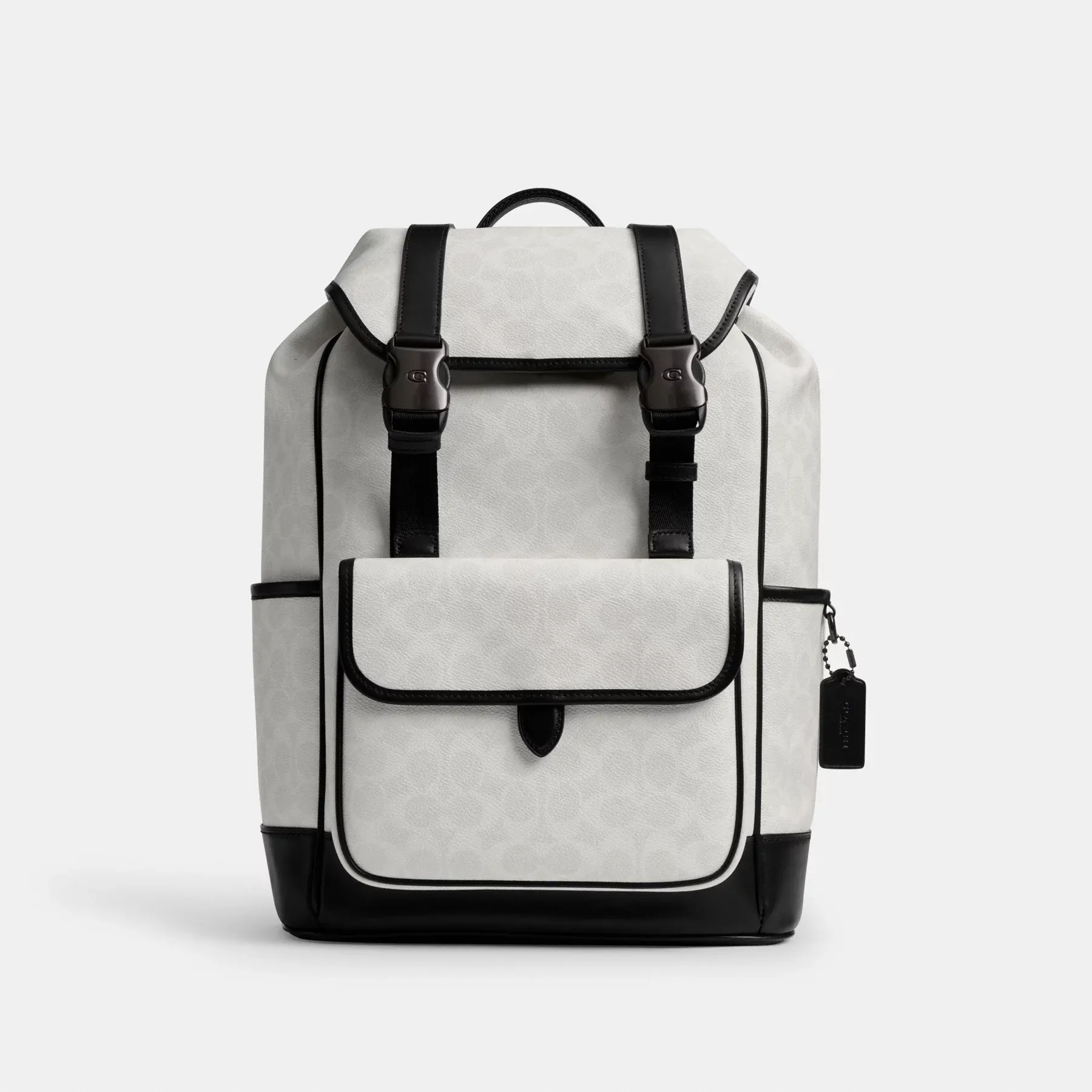 League Flap Backpack In Signature Canvas White/Black Sig