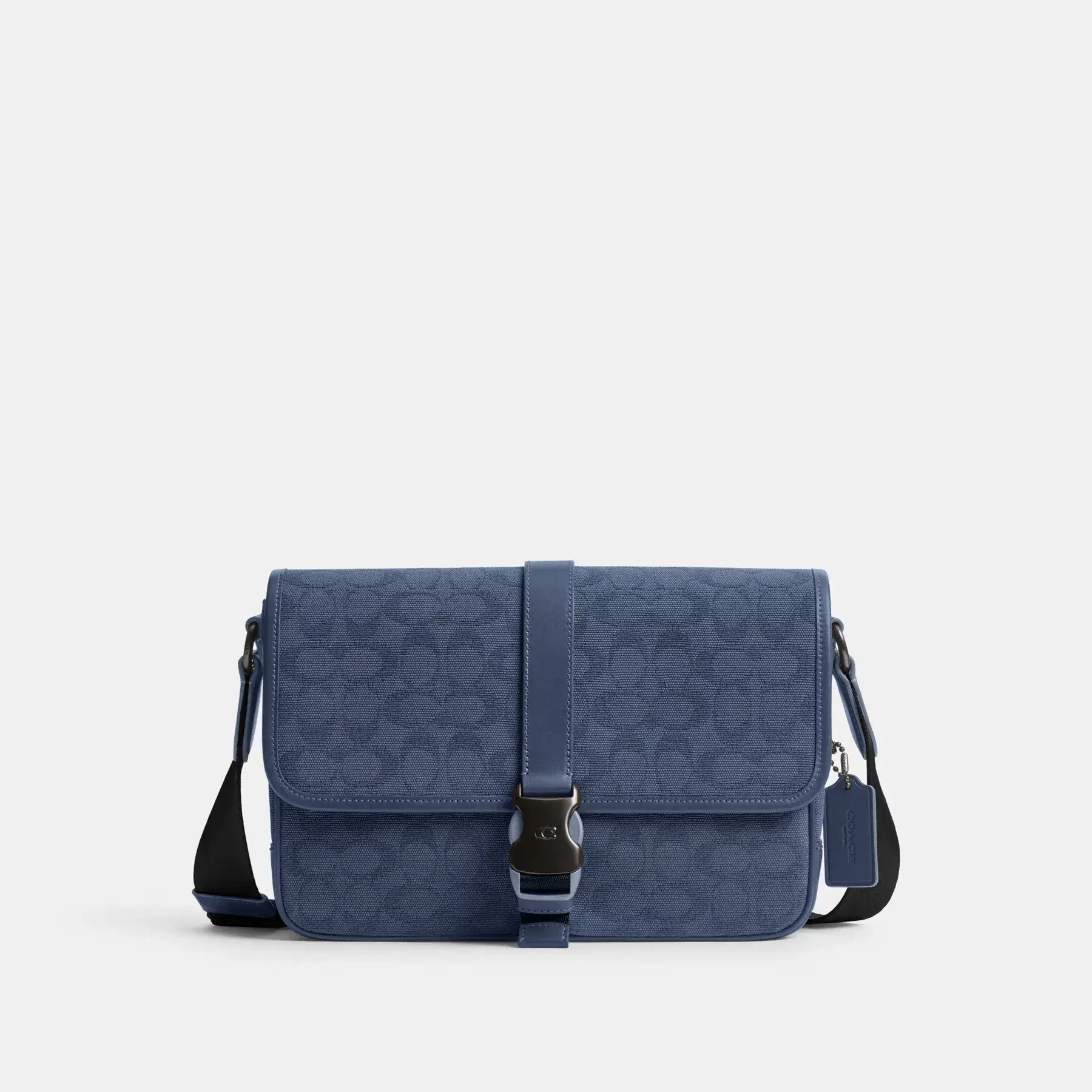 League Messenger Bag In Signature Canvas Jacquard Washed Chambray