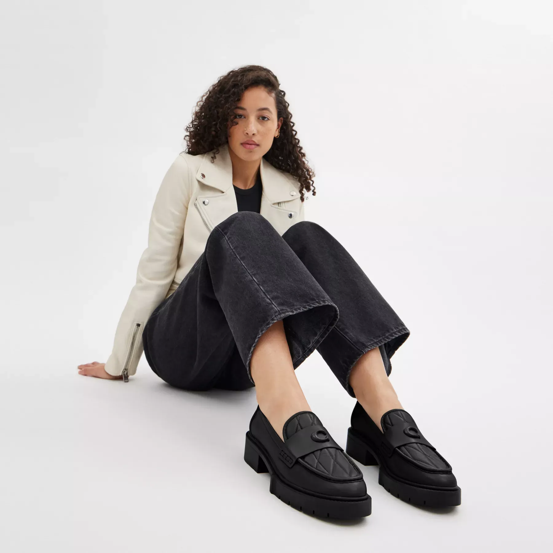 Leah Loafer With Quilting Black Leah Loafer With Quilting Black