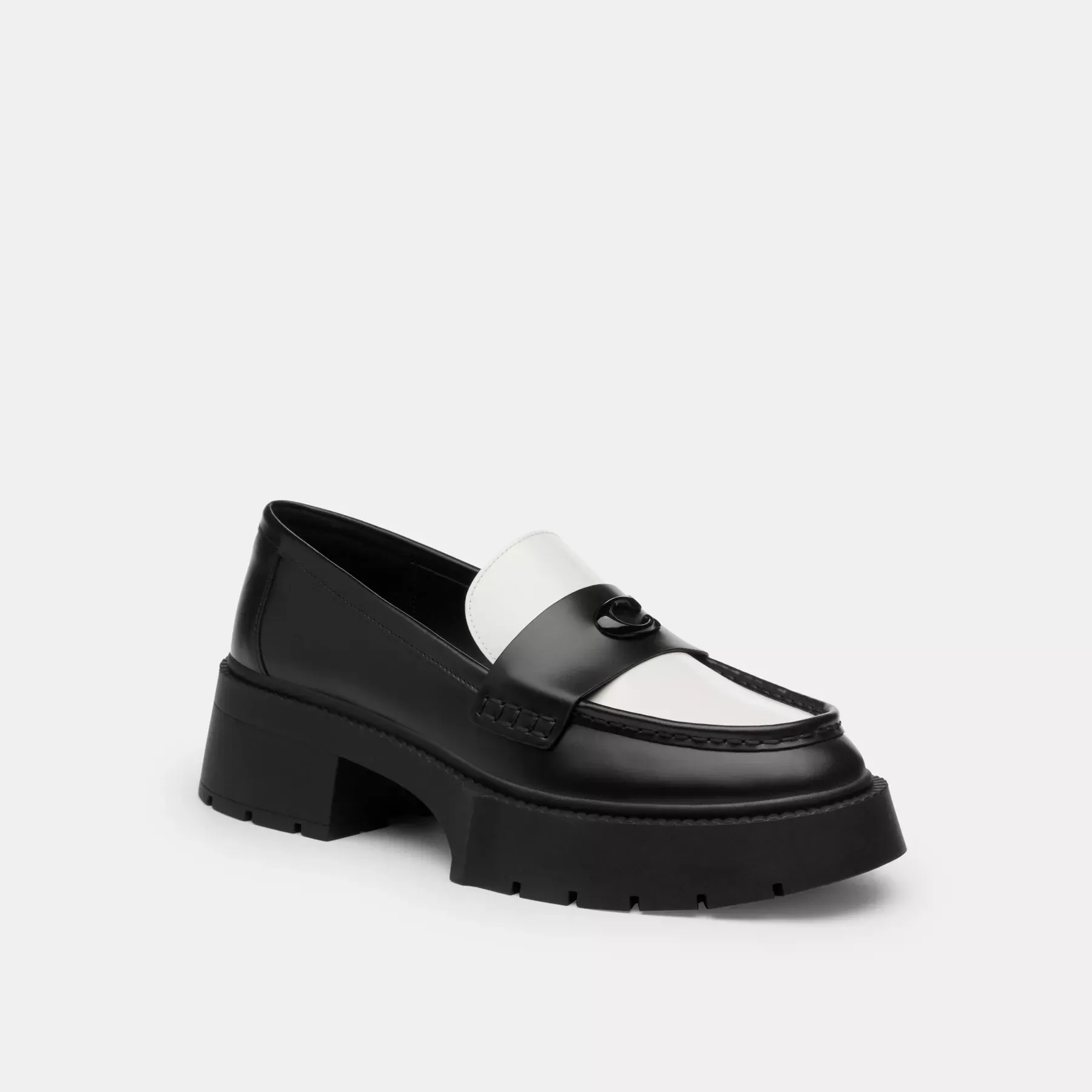 Leah Platform Loafer Black/Optic White
