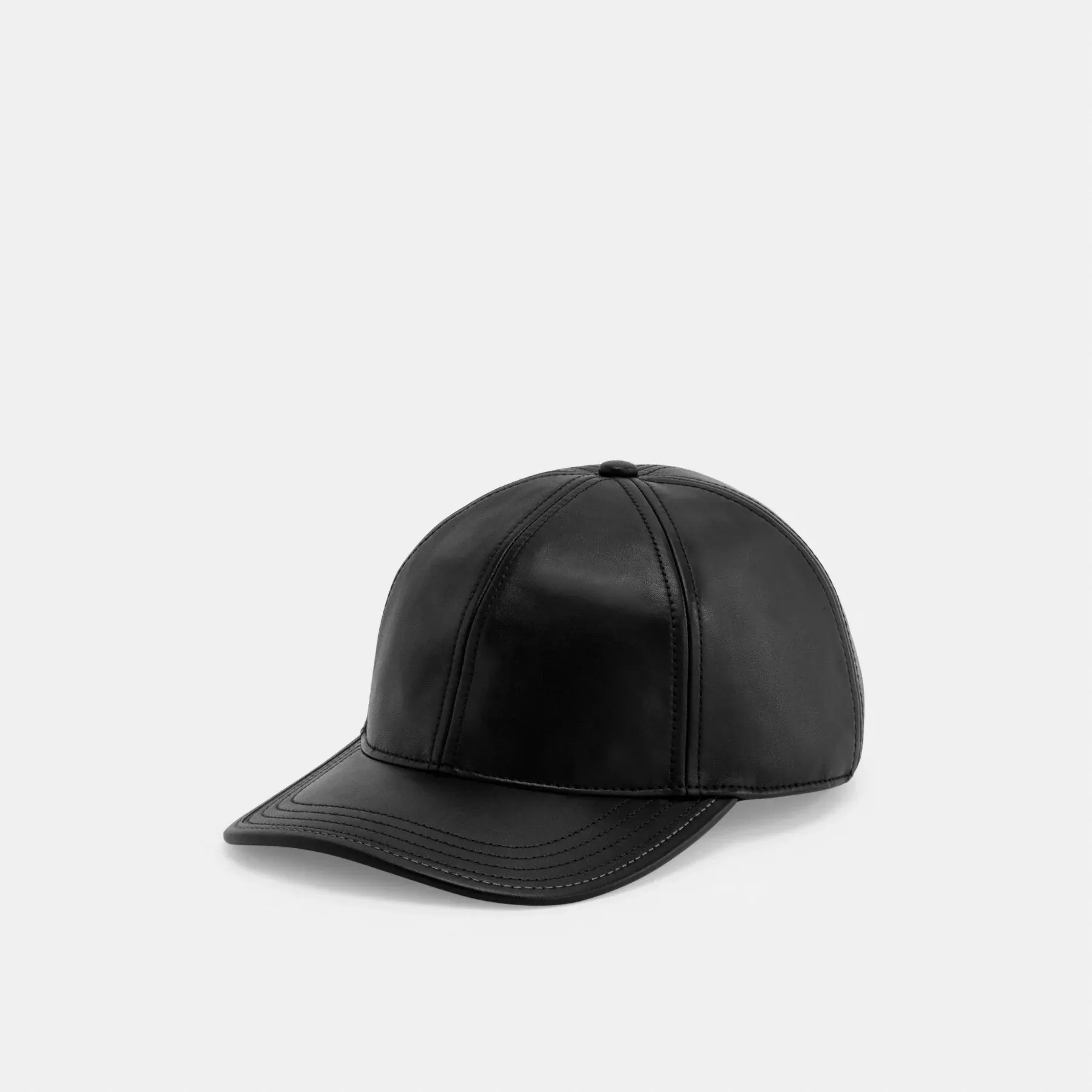 Leather  Baseball Hat Black